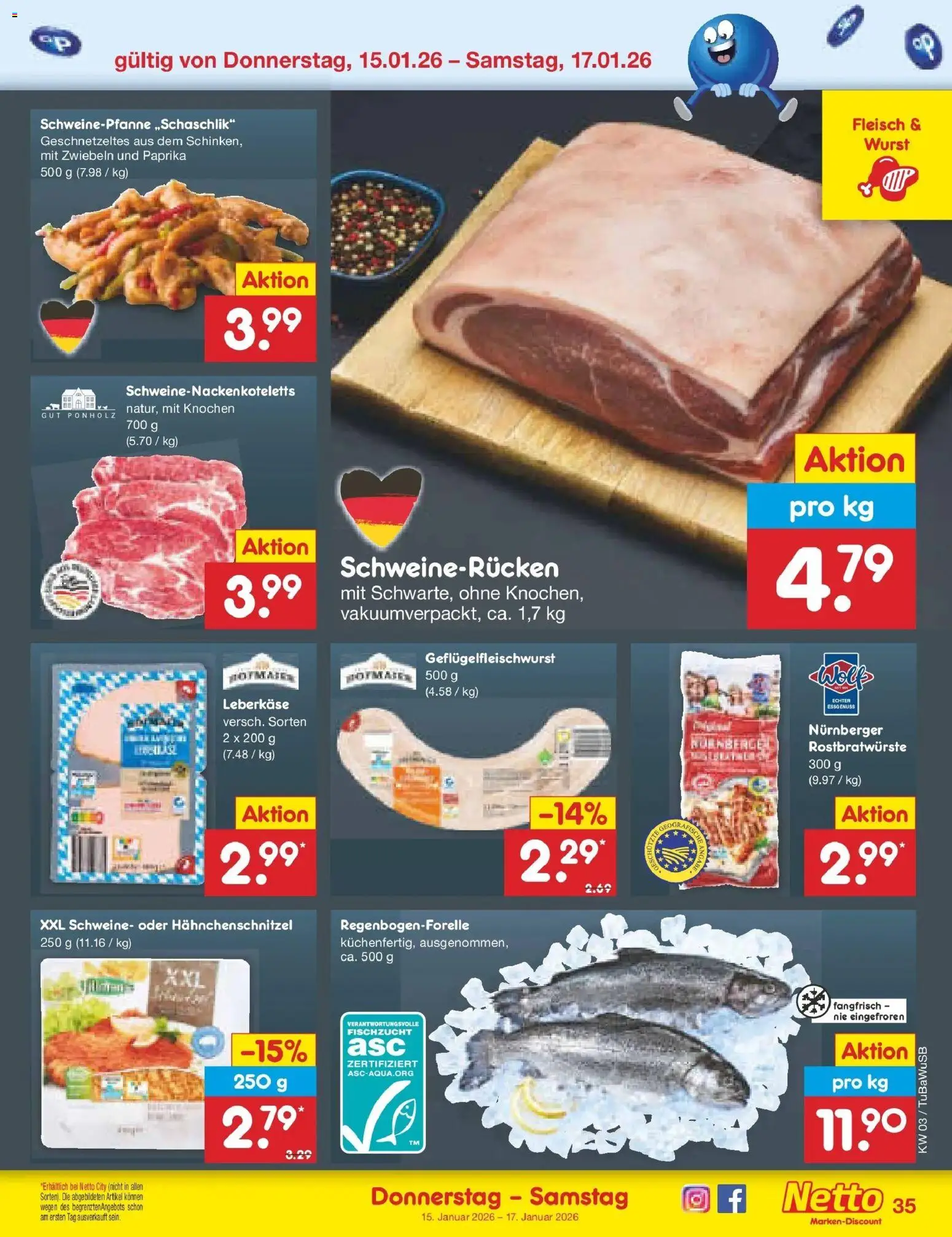 Netto Marken-Discount prospekt Lahr-Langenwinkel	 – gültig ab 12.01.2026 | Seite: 45 | Produkte: Paprika, Wurst, Fleisch, Leberkase