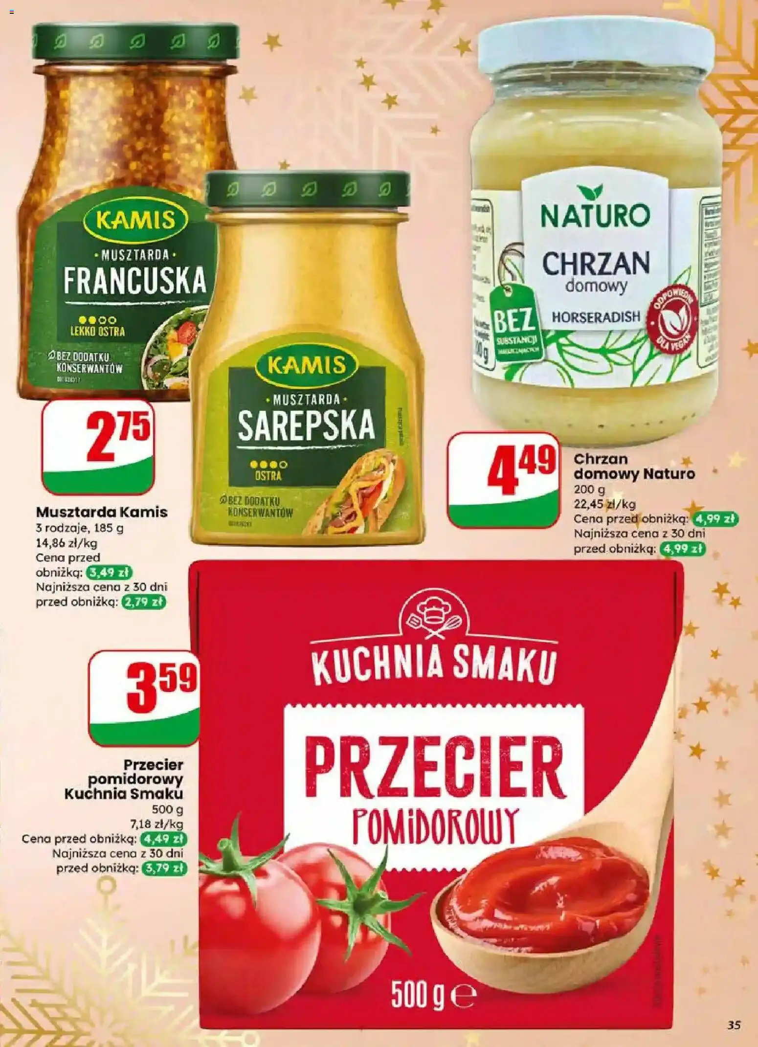 Dino Gazetka od 17.12.2025 | Strona: 35 | Produkty: Przecier pomidorowy, Musztarda, Chrzan