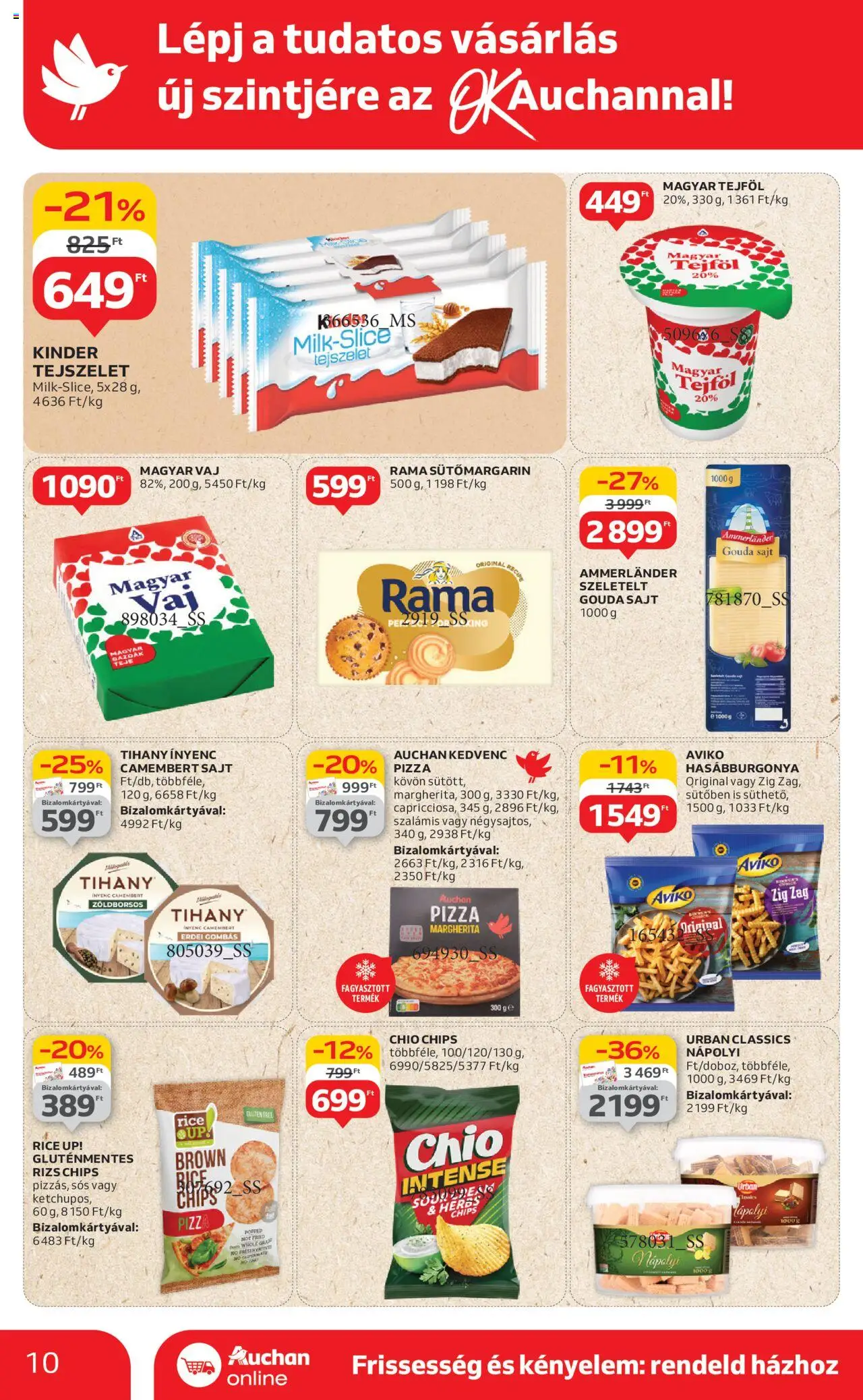 Auchan akciós ujság - amely érvényes a következő dátumtól: 12.06.2025 | Oldal: 10 | Termékek: Rama, Sajt, Hasábburgonya, Camembert