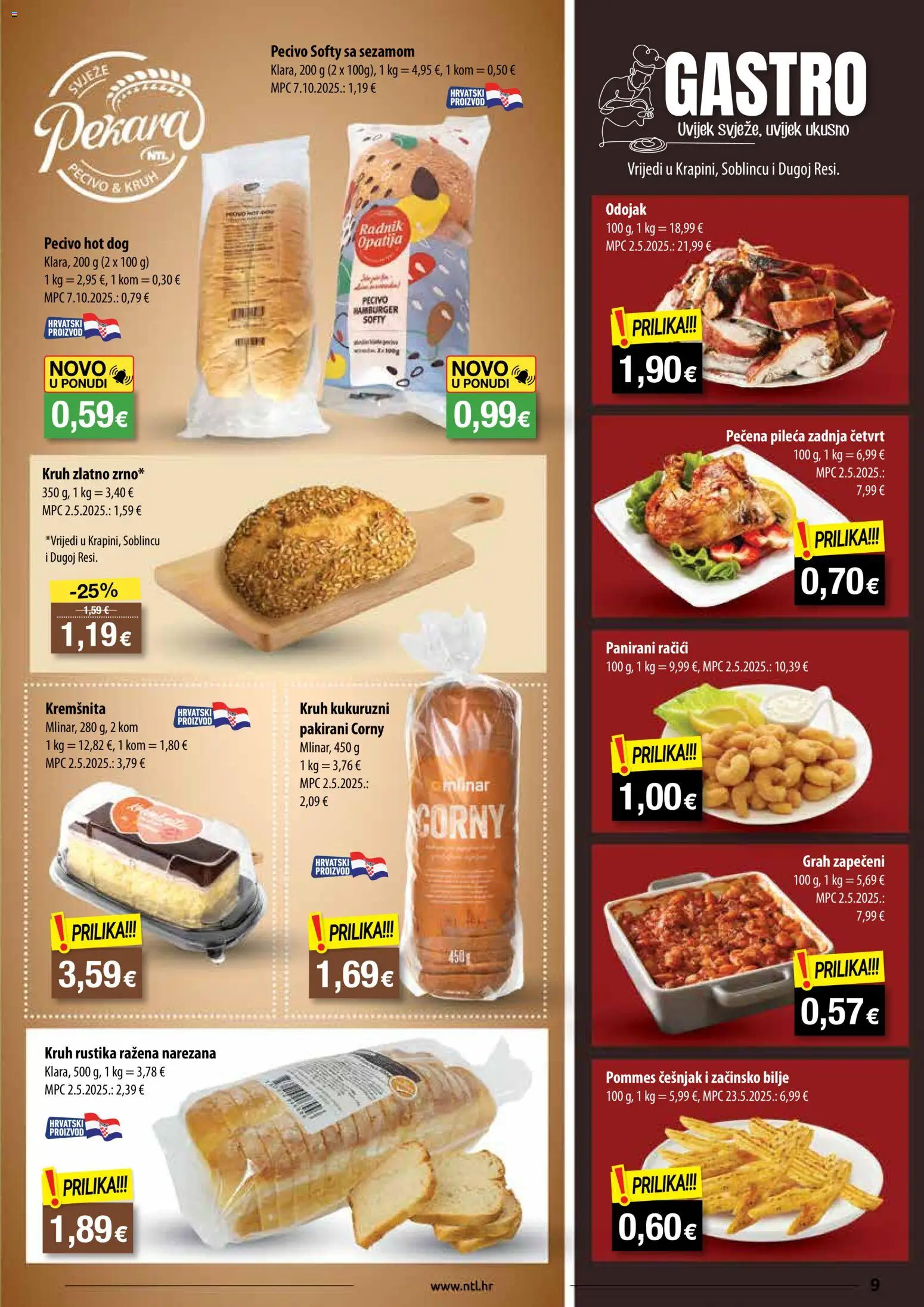 NTL katalog | vrijedi od 19.11.2025 | Stranica: 9 | Proizvodi: Odojak, Grah, Hamburger, Pecivo