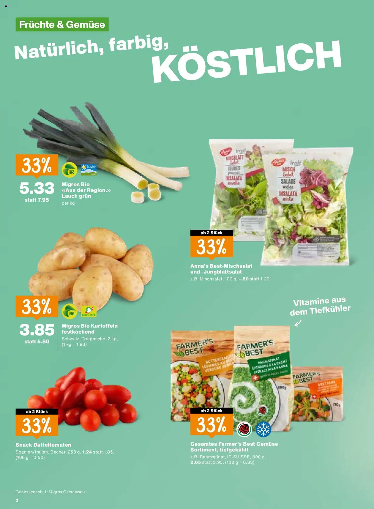 Migros Aktionen – gültig ab 13.01.2026 | Seite: 2 | Produkte: Gemüse, Kartoffeln, Früchte, Misch