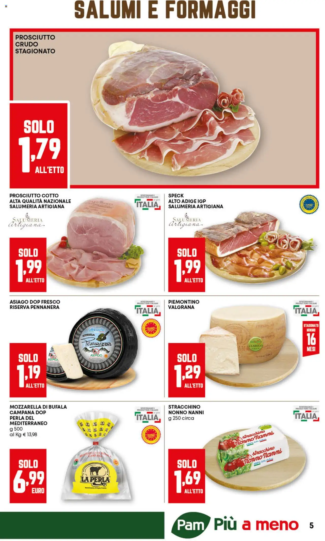 Volantino PAM del 21.08.2025 | Pagina: 5 | Prodotti: Speck, Prosciutto, Tonno, Stracchino