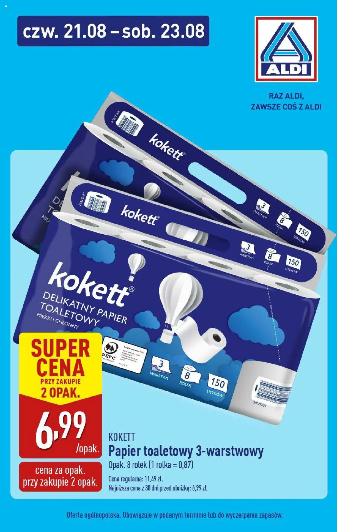 Aldi Gazetka - Promocje weekend od 21.08.2025 | Strona: 5 | Produkty: Papier toaletowy