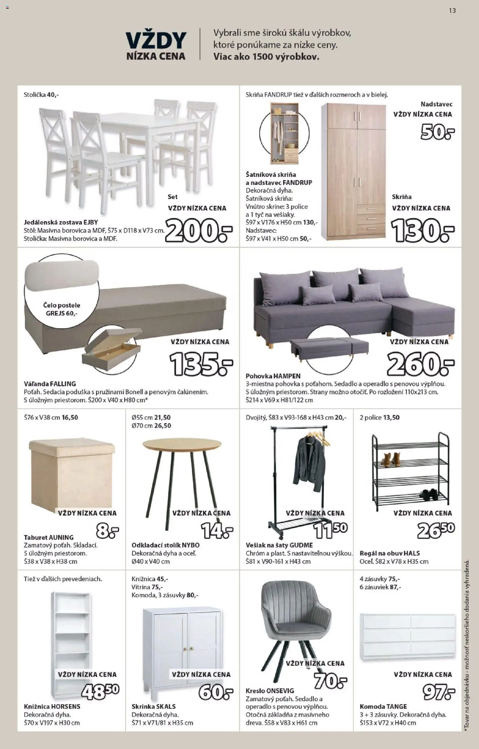 Nové JYSK akcie – leták je platný od 24.12.2025 | Strana: 13 | Produkty: Pohovka, Šatníková skriňa, Regál, Skriňa