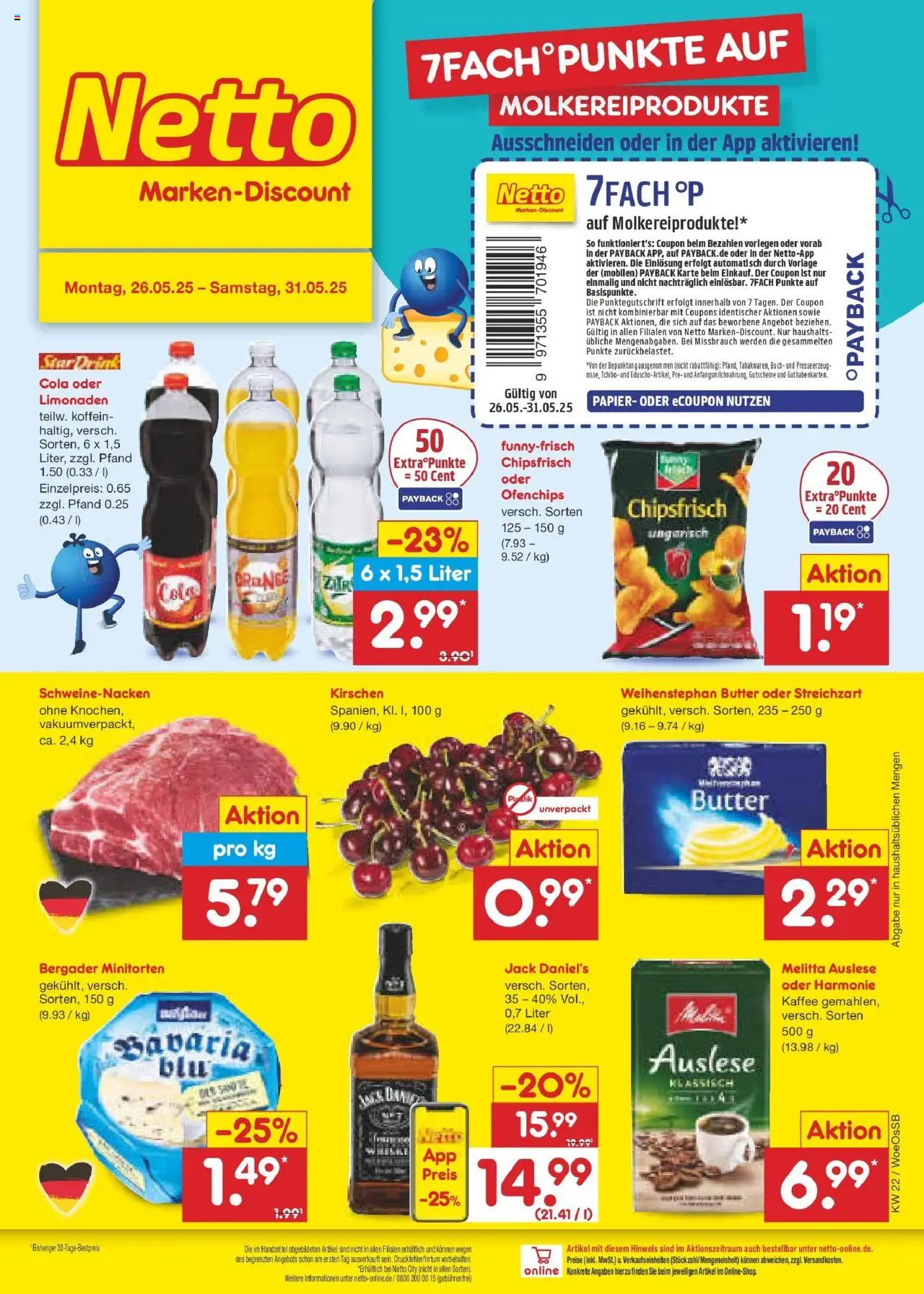 Netto Marken-Discount prospekt Gemmingen	 - gültig ab dem 26.05.2025 | Seite: 1 | Produkte: Melitta kaffee, Butter, Schweinenacken, Chips