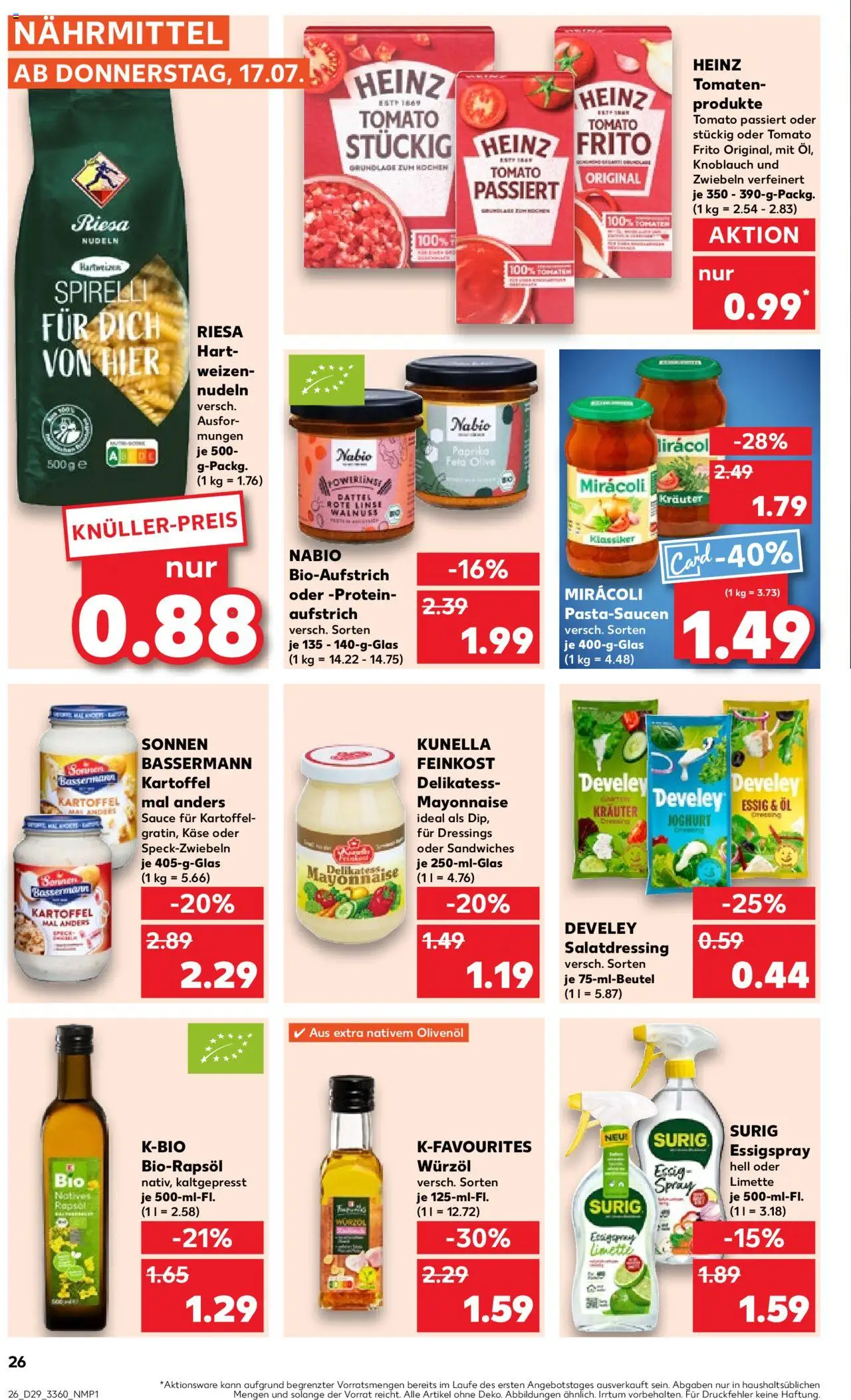 Kaufland prospekt Frankfurt (Oder)	 - gültig ab dem 17.07.2025 | Seite: 26 | Produkte: Käse, Öl, Dressing, Paprika