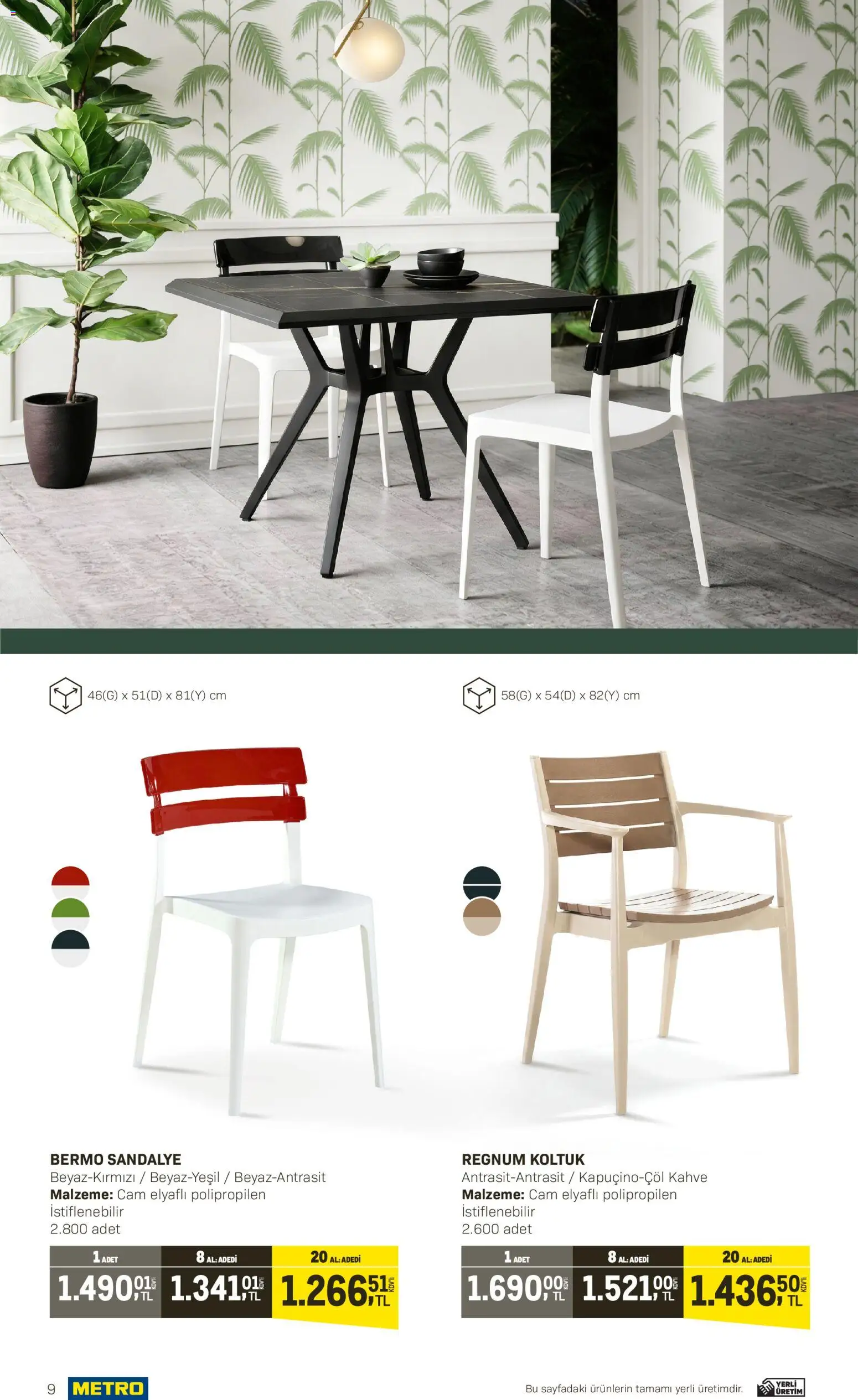 Metro - Açık Hava Çözümleri - 10.04.2026 tarihinden itibaren geçerlidir | Sayfa: 9 | Ürünler: Koltuk, Sandalye, Kahve