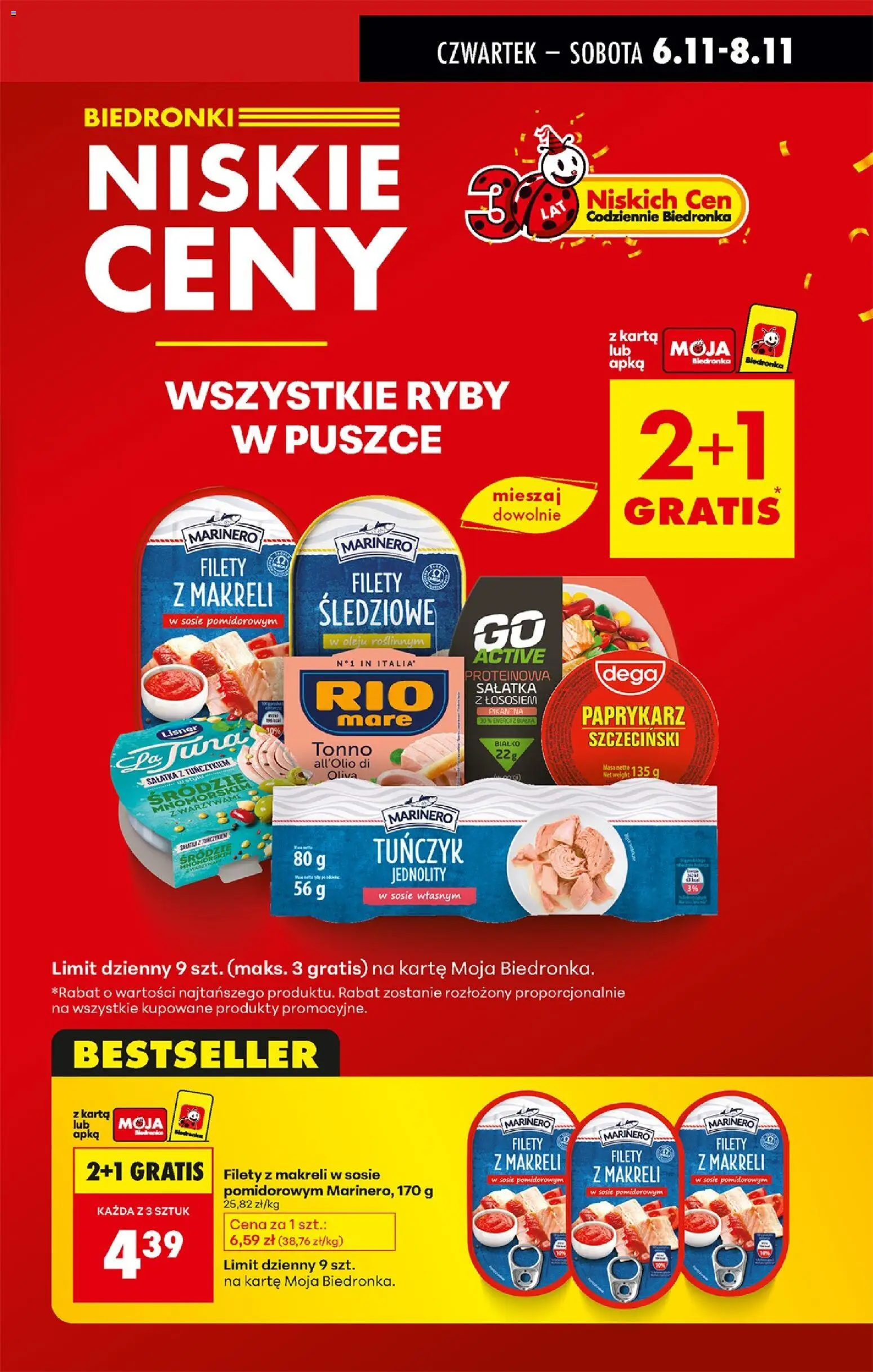 Biedronka gazetka - Oferta w tym tygodniu od 06.11.2025 | Strona: 7 | Produkty: Karta, Tuńczyk, Filety z makreli w sosie pomidorowym, Ryby