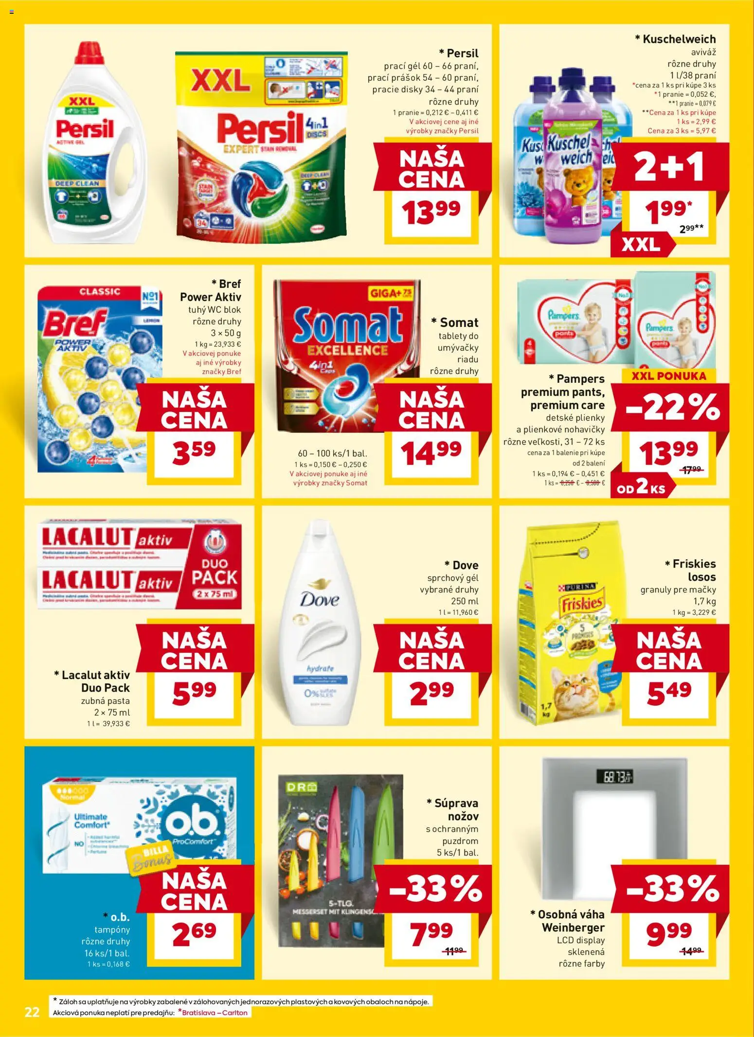 Nové Billa akcie – leták je platný od 02.01.2026 | Strana: 22 | Produkty: Persil, Plienky, Váha, Pampers