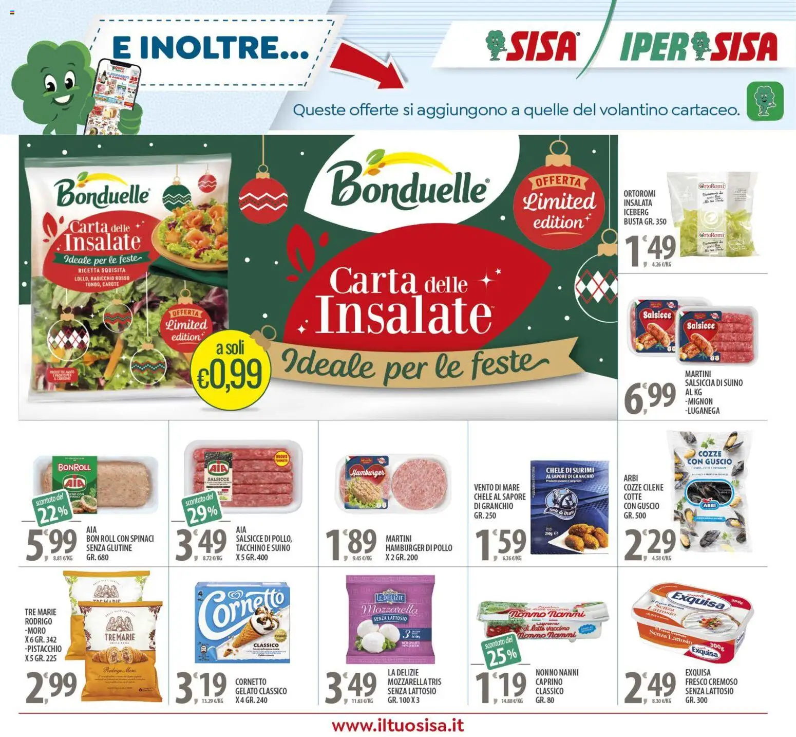 Volantino SISA del 16.12.2025 | Pagina: 23 | Prodotti: Cornetto, Surimi, Salsiccia, Hamburger