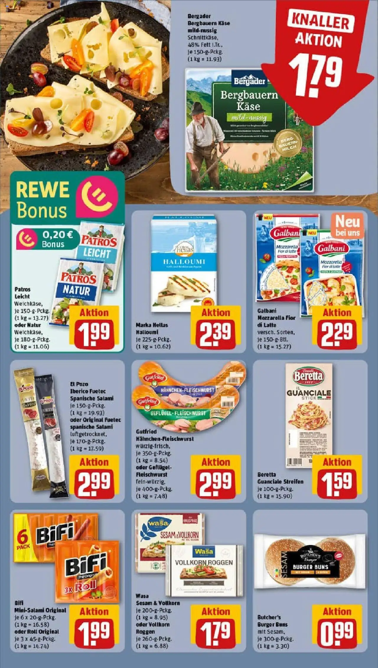 Rewe prospekt Dudenhofen	 – gültig ab 06.10.2025 | Seite: 10 | Produkte: Milch, Mozzarella, Bifi, Burger