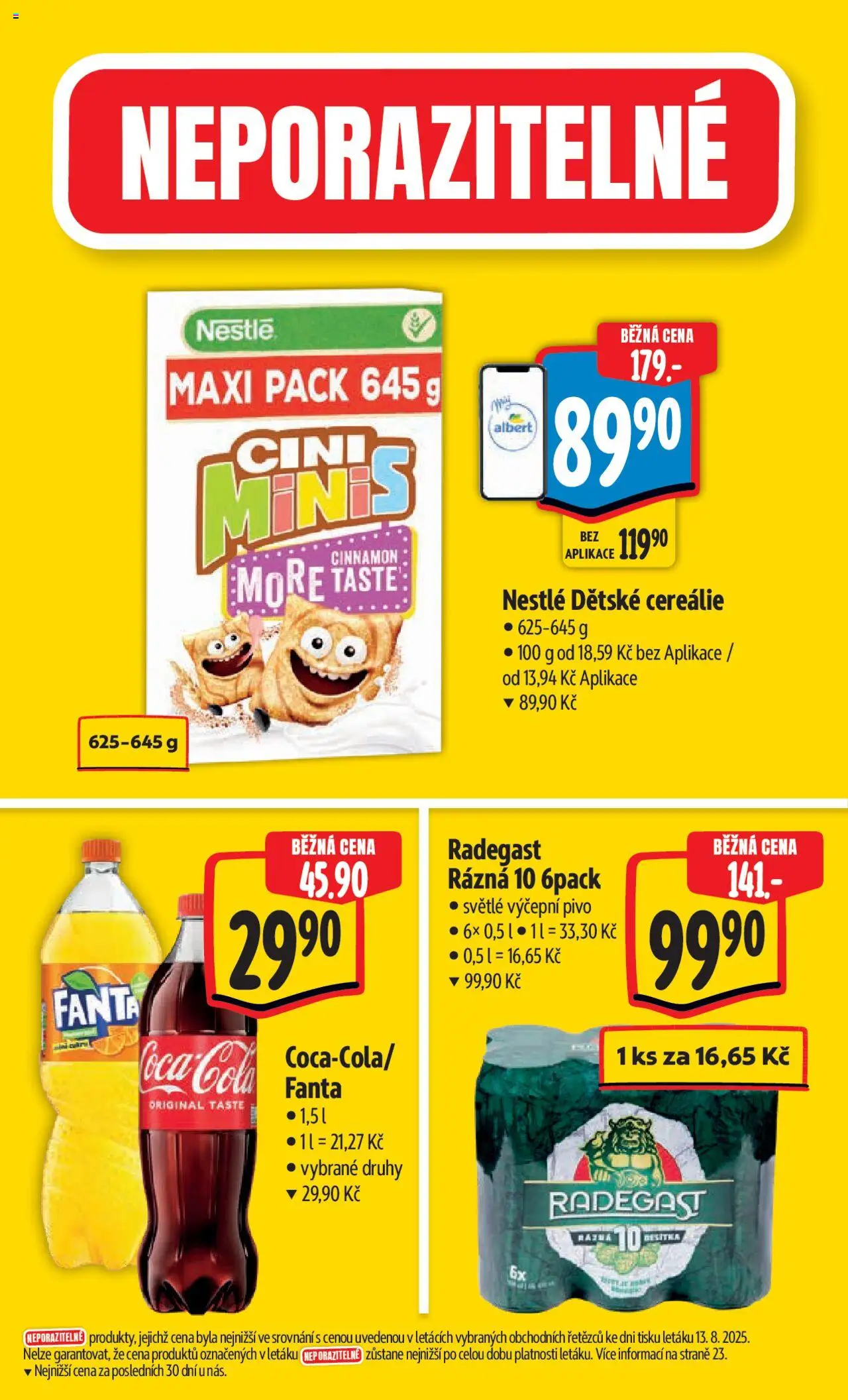 Albert leták - Hypermarket od 20.08.2025 | Strana: 5 | Produkty: Cini minis, Pivo, Cereálie, Radegast