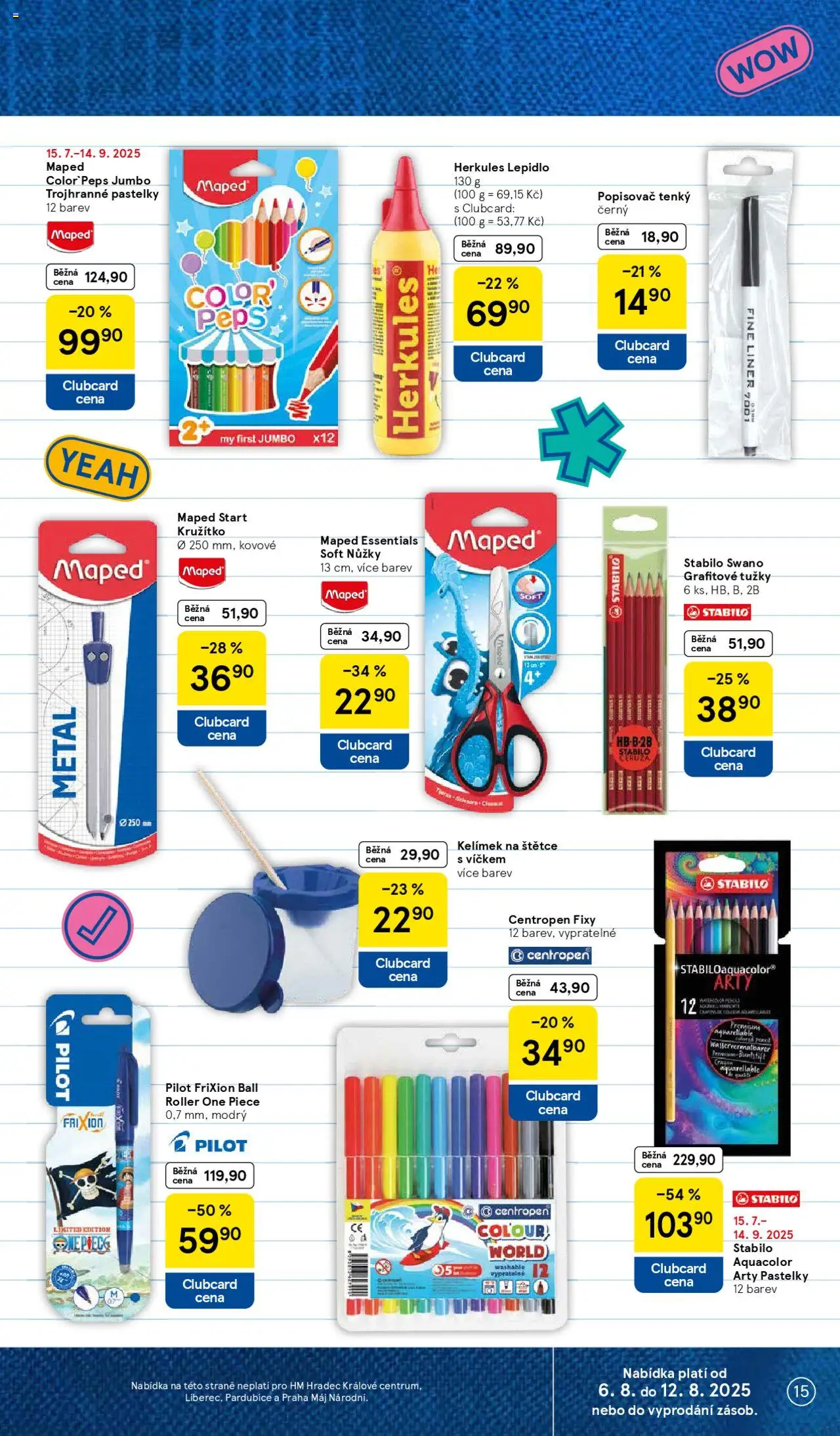 Tesco leták - Hypermarket od 06.08.2025 | Strana: 15 | Produkty: Pastelky, Nůžky, Kružítko, Popisovač