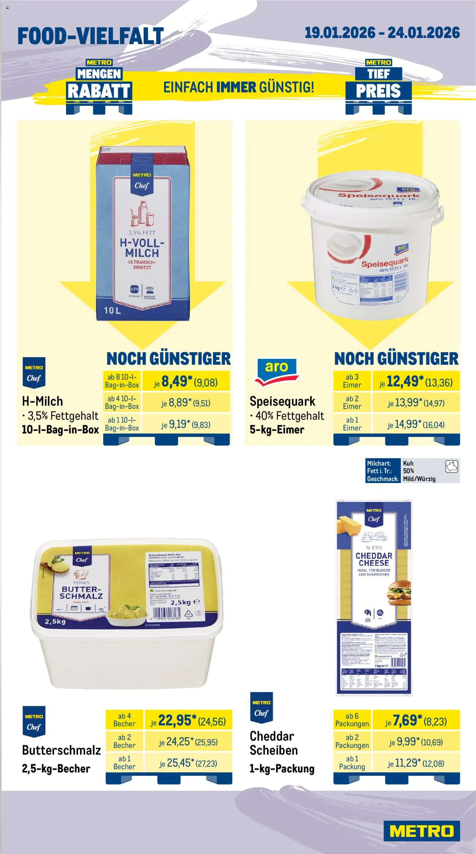Metro Wochen-Angebote Gastro – gültig ab 19.01.2026 | Seite: 11 | Produkte: Butterschmalz, Milch, Butter, Speisequark