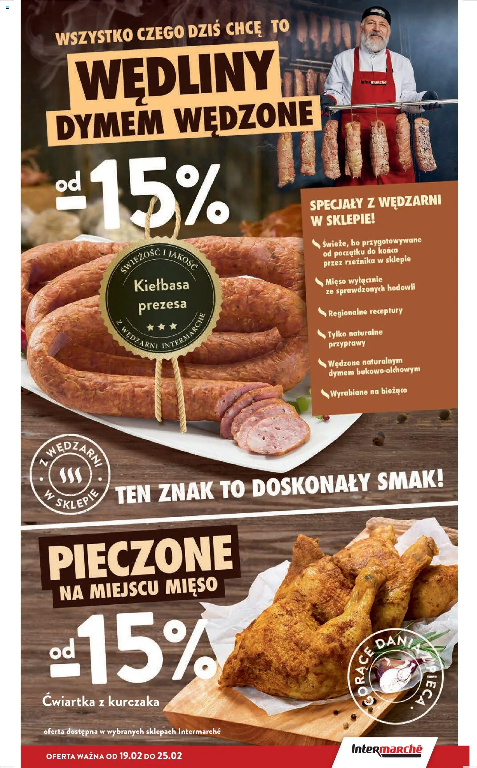 Intermarche Gazetka od 19.02.2026 | Strona: 13 | Produkty: Kiełbasa, Mięso, Wędliny, Ćwiartka z kurczaka