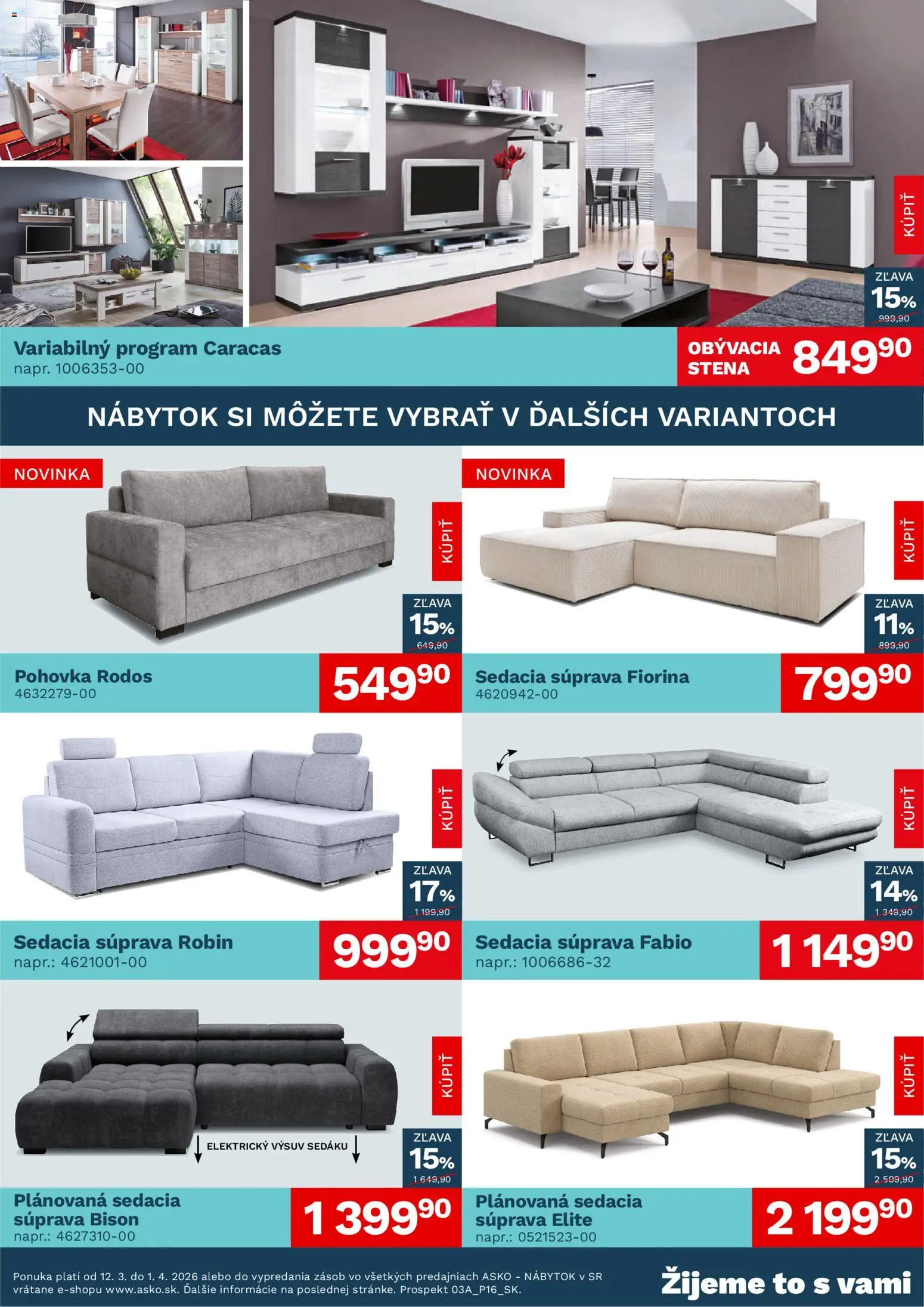 Nové ASKO nábytok akcie – leták je platný od 12.03.2026 | Strana: 2 | Produkty: Nábytok, Sedacia súprava, Pohovka