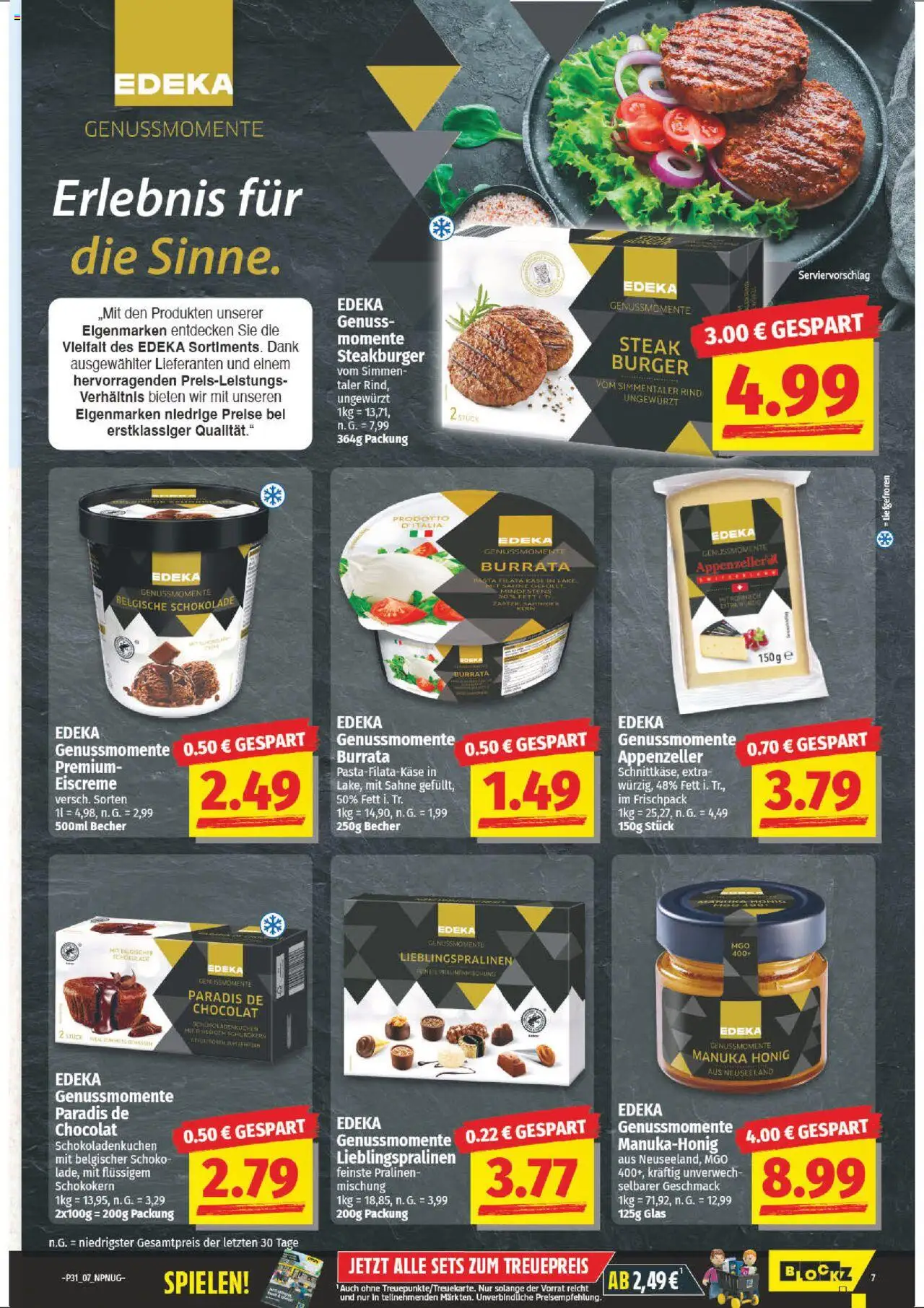 NP Discount Prospekt 	 - gültig ab dem 28.07.2025 | Seite: 7 | Produkte: Burger, Eiscreme, Burrata, Sahne