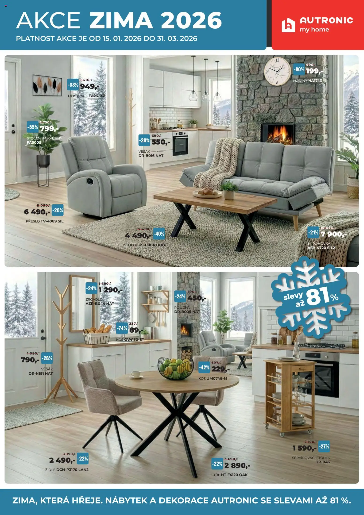 Jamall nábytek leták od 15.01.2026 | Strana: 1 | Produkty: Hodiny, Květiny, Stůl, Věšák