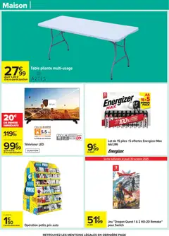 Carrefour - Prévisualisation de Carrefour catalogue semaine 44 valide à partir de 28.10.2025 | Page: 59 | Produits: Televiseur, Table, Table pliante