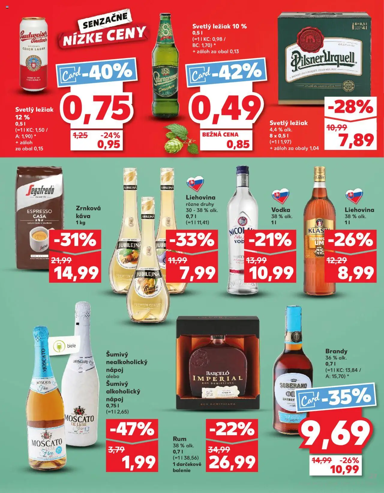 Nové Kaufland akcie – leták je platný od 11.09.2025 | Strana: 27 | Produkty: Staropramen, Brandy, Vodka, Nicolaus vodka