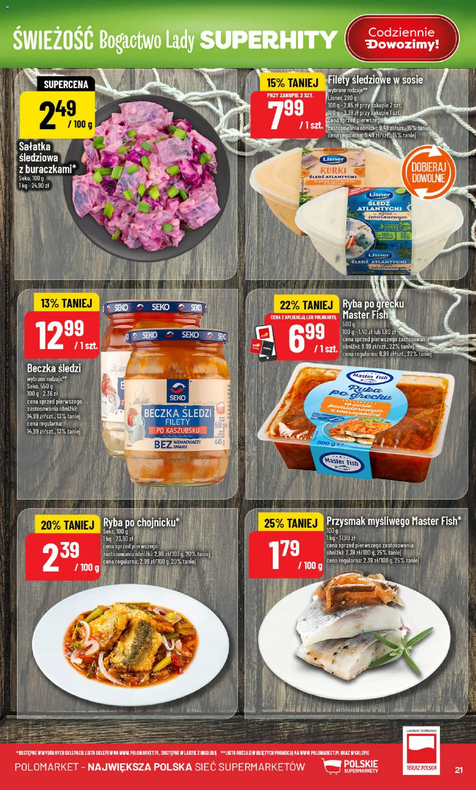 POLOmarket Gazetka od 18.02.2026 | Strona: 21 | Produkty: Śledź, Ryba po grecku, Ryba, Sałatka