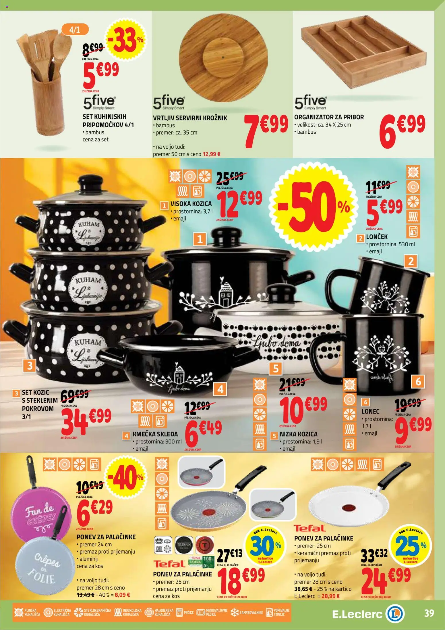 Novi E.leclerc katalog ponudbe – veljaven od 25.02.2026 | Stran: 39 | Izdelki: Pribor, Kos, Palačinke
