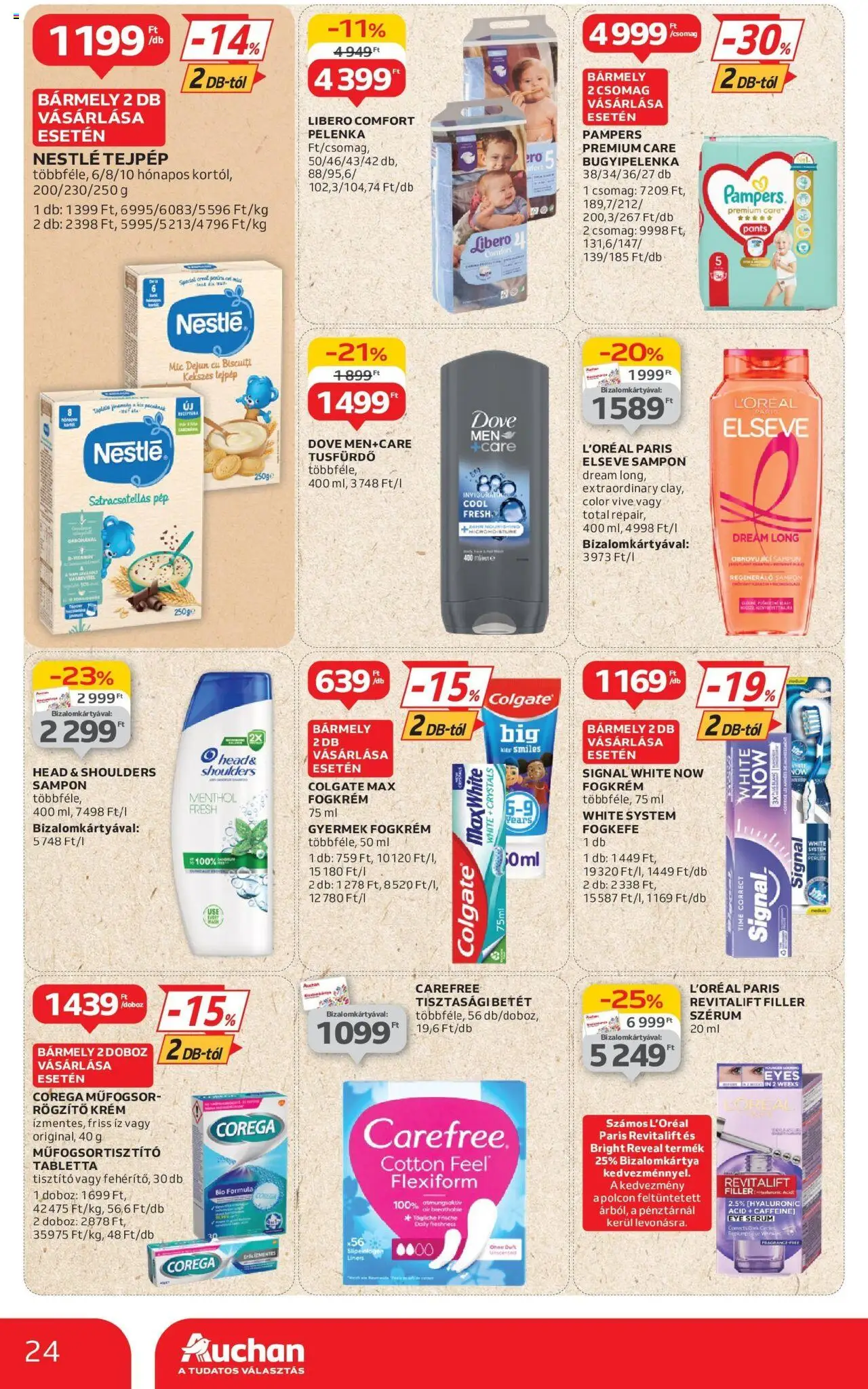 Auchan akciós ujság - amely érvényes a következő dátumtól: 12.06.2025 | Oldal: 24 | Termékek: Pelenka, Doboz, Fogkrém, Fogkefe
