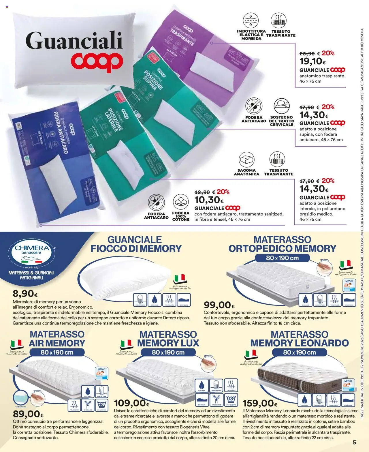 Volantino Ipercoop del 16.10.2025 | Pagina: 5 | Prodotti: Data, Materasso, Guanciale