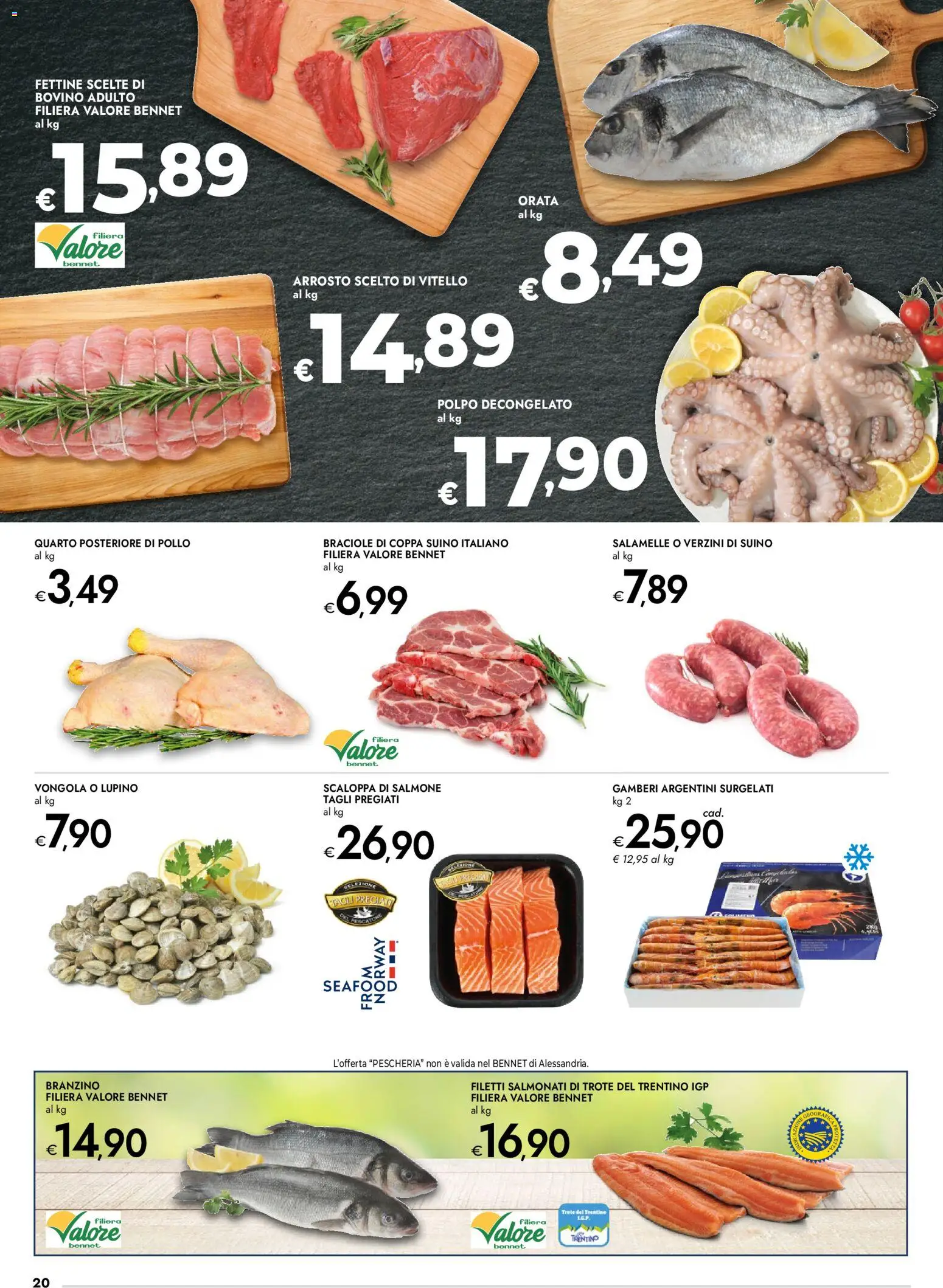 Volantino bennet del 12.02.2026 | Pagina: 20 | Prodotti: Arrosto, Salmone, Gamberi, Vitello