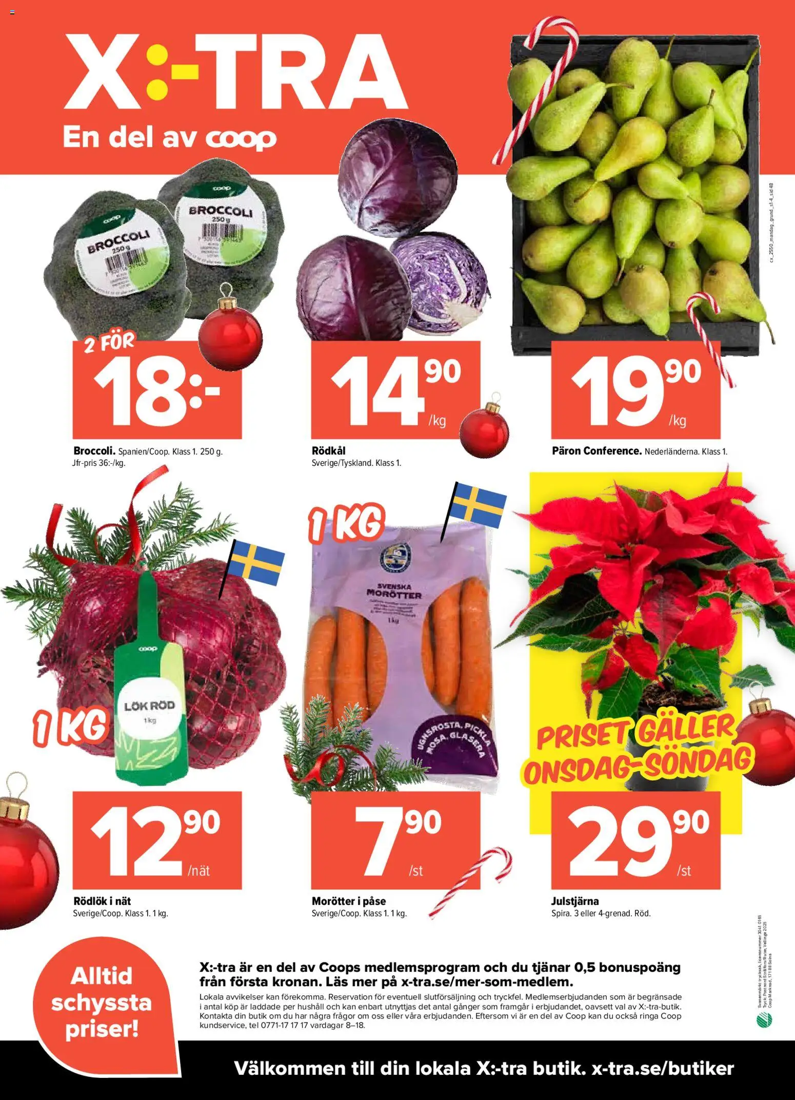 Coop X:-TRA reklamblad aktuell från 08.12.2025 | Sida: 4 | Produkter: Galler, Rödlök, Broccoli, Rödkål