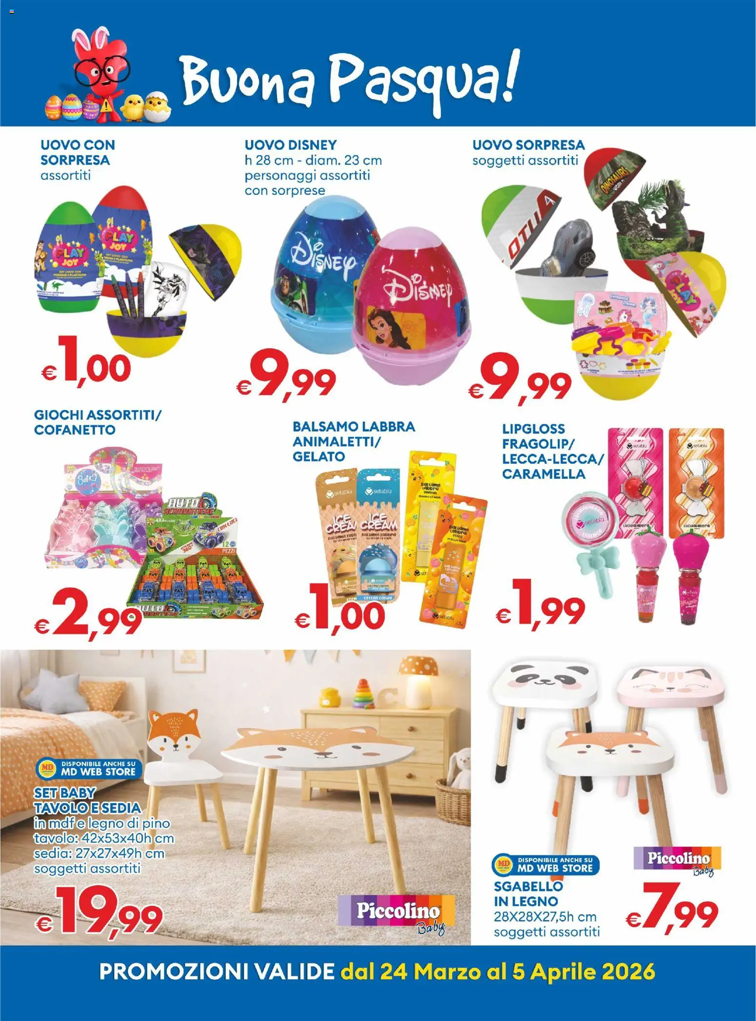 Volantino MD Discount del 24.03.2026 | Pagina: 20 | Prodotti: Balsamo, Sgabello, Tavolo, Sedia