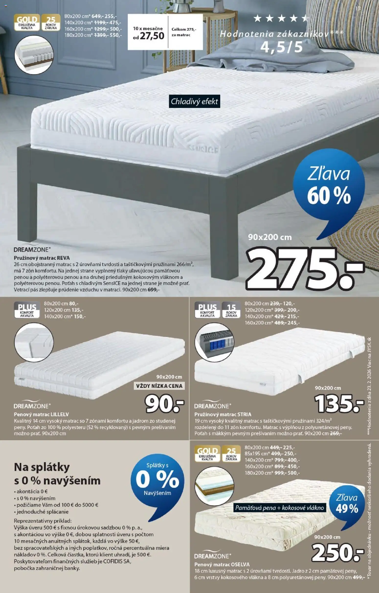 Nové JYSK akcie – leták je platný od 15.04.2026 | Strana: 13 | Produkty: Matrac, Pás