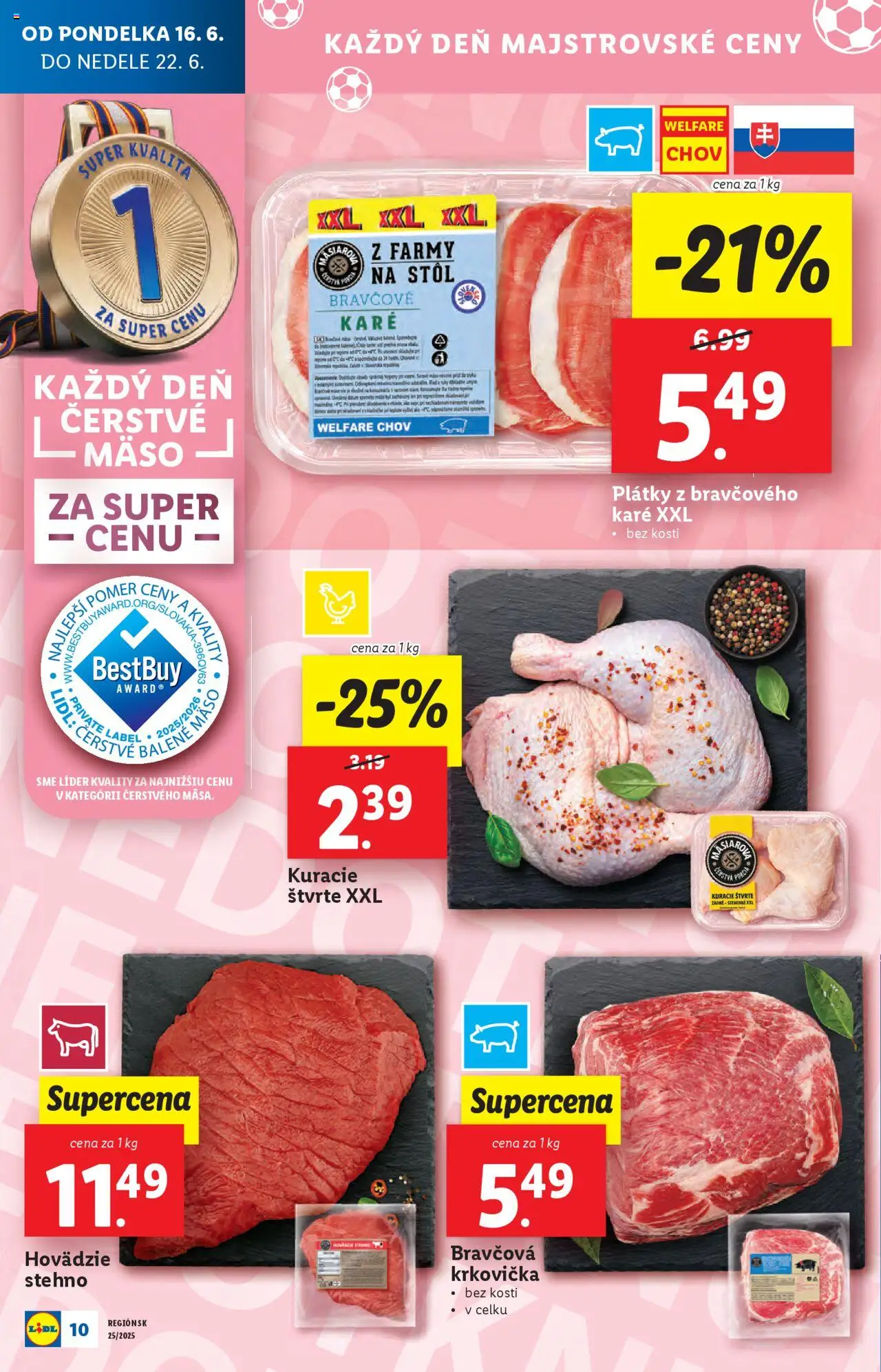 Lidl leták │ platný od 16.06.2025 | Strana: 14 | Produkty: Stôl, Bravčová krkovička, Bravčové karé