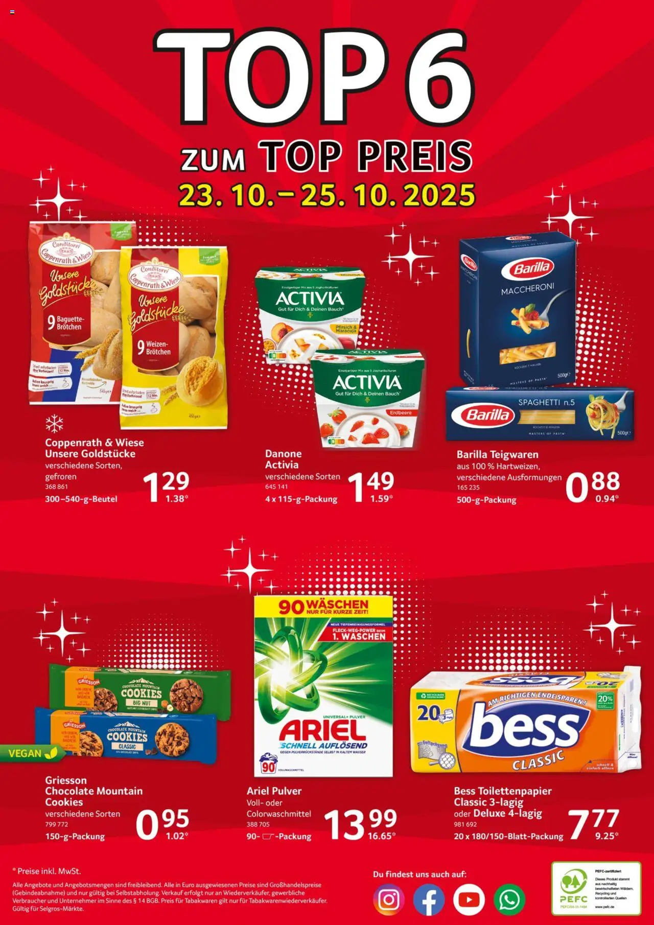Selgros Prospekt 	 – gültig ab 23.10.2025 | Seite: 24 | Produkte: Activia, Baguette, Pfirsich, Toilettenpapier