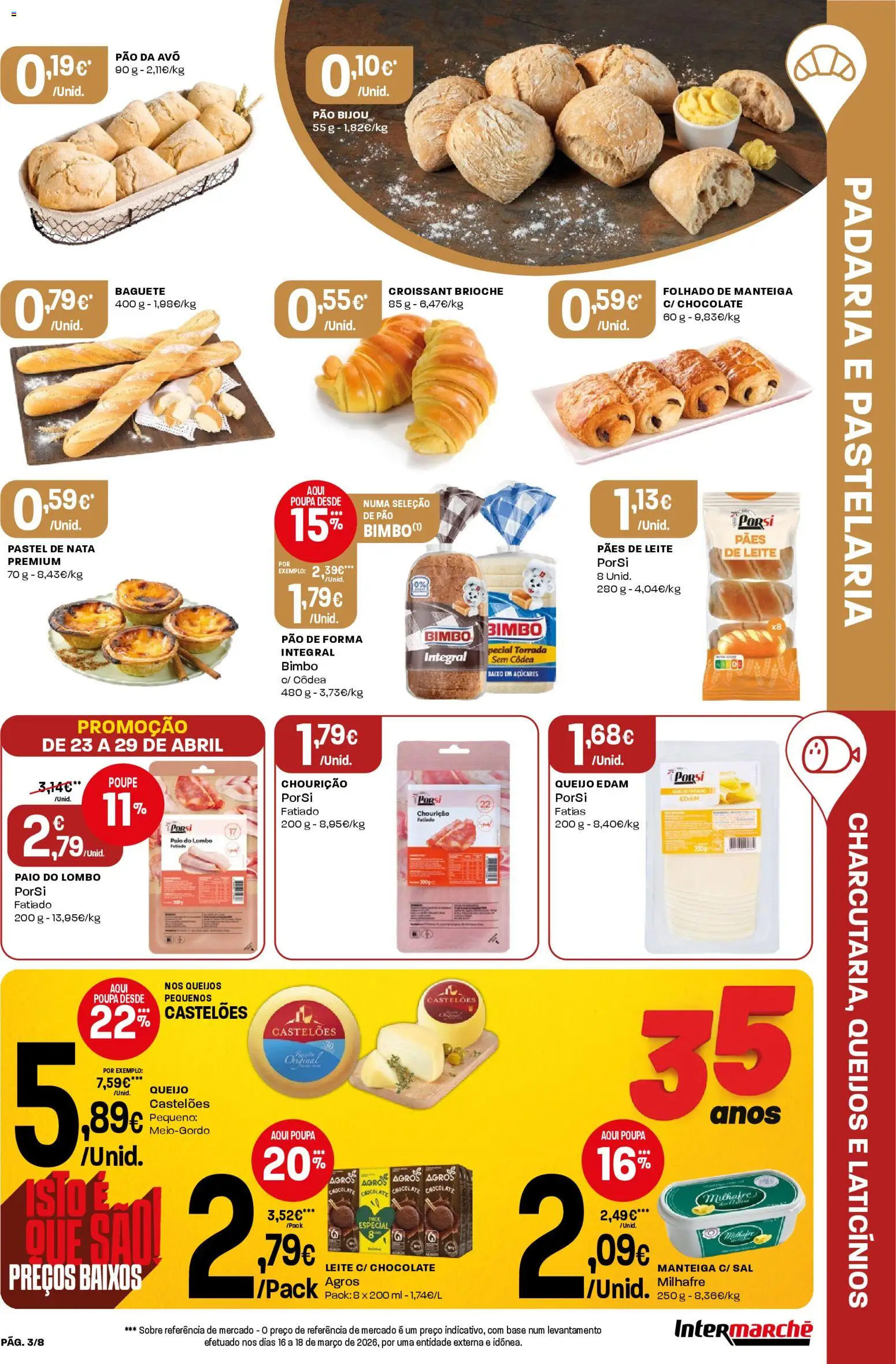Intermarché Folheto Mini │ válido de 23.04.2026 | Página: 3 | Produtos: Padaria, Leite, Lombo, Pão