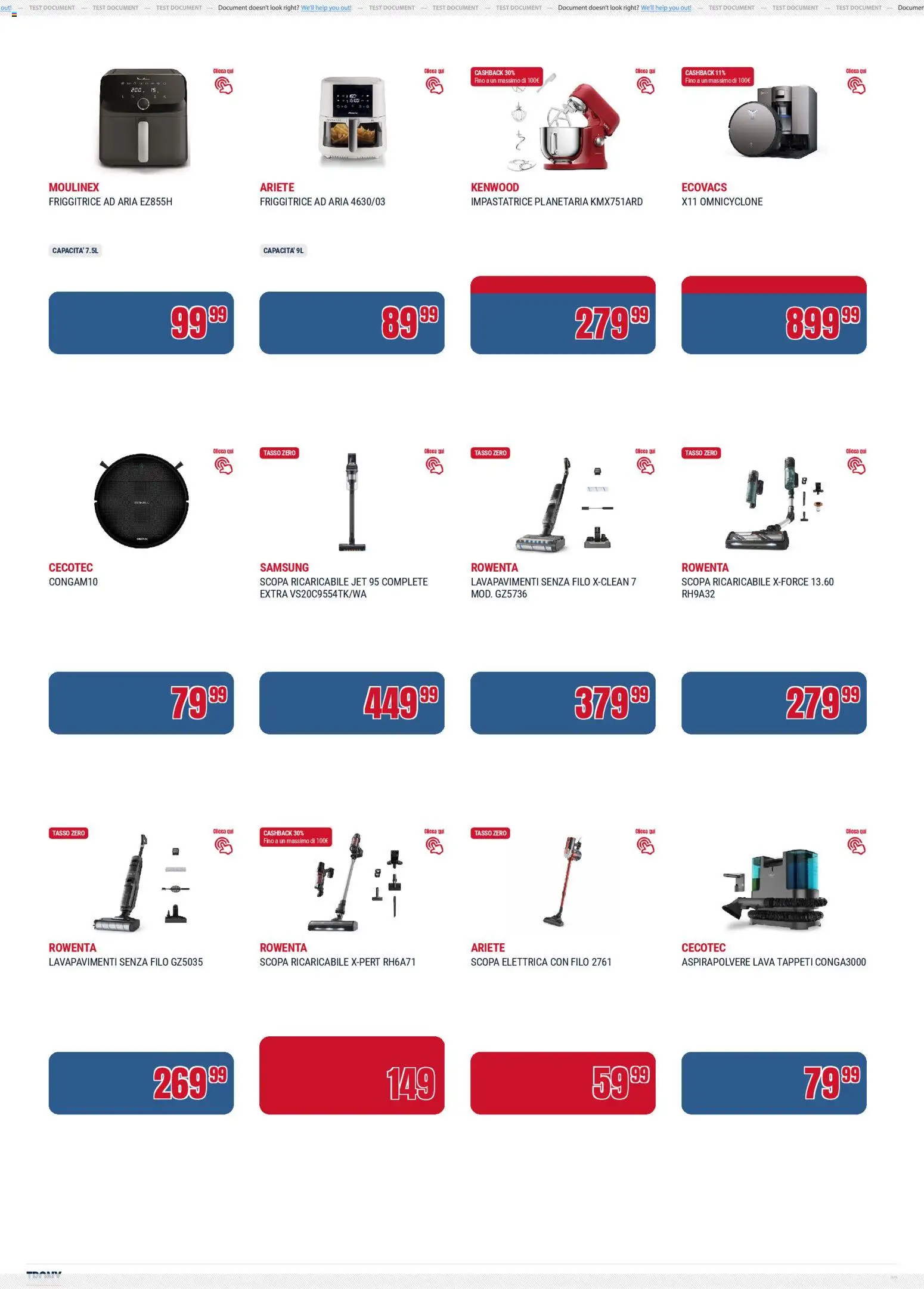 Volantino Trony volantino Speciale Casa Trento del 19.03.2026 | Pagina: 2 | Prodotti: Scopa elettrica, Impastatrice, Friggitrice, Samsung
