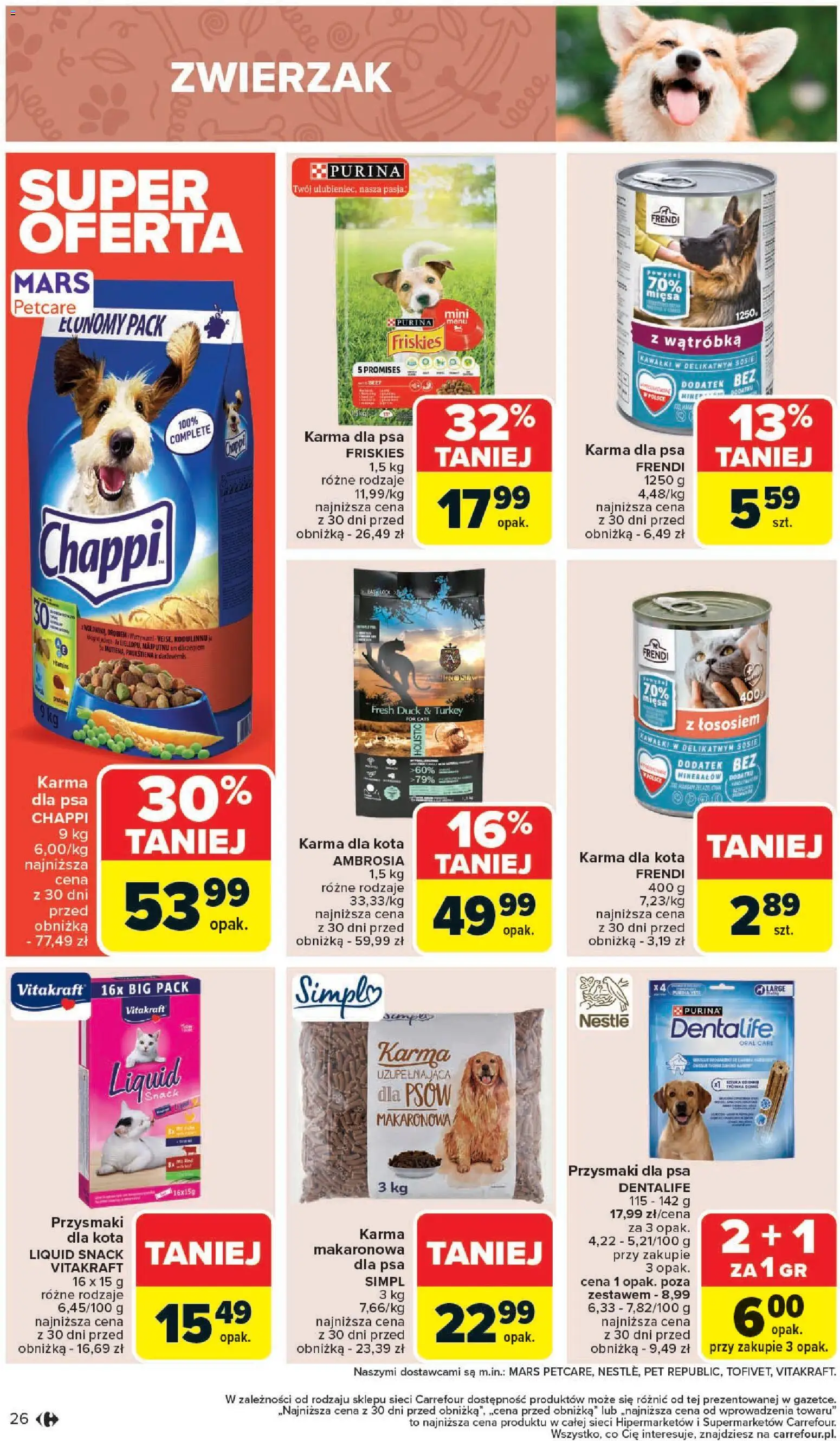Carrefour Gazetka od 27.10.2025 | Strona: 28 | Produkty: Wątróbka, Karma dla kota, Karma dla psa, Przysmaki dla psa