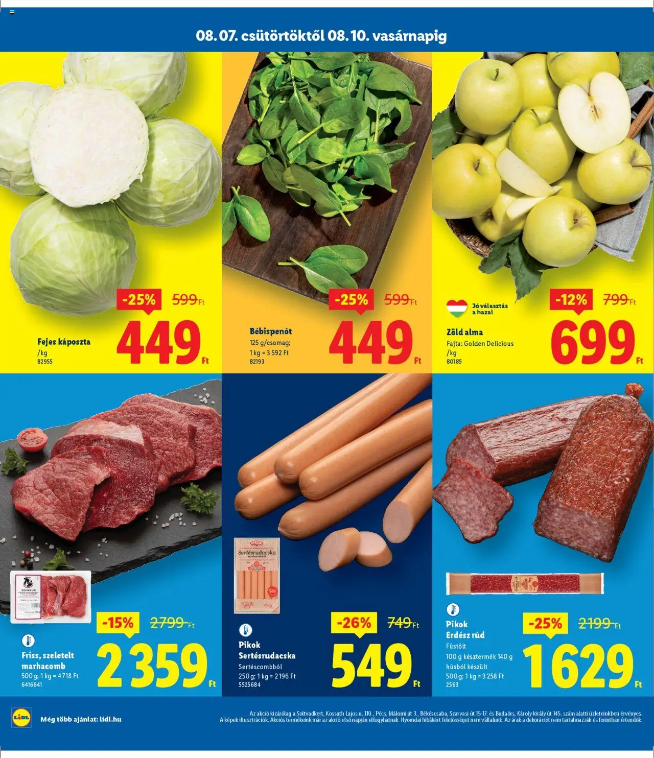 Lidl akciós ujság - amely érvényes a következő dátumtól: 07.08.2025 | Oldal: 2 | Termékek: Káposzta, Fejes káposzta, Alma, Marhacomb