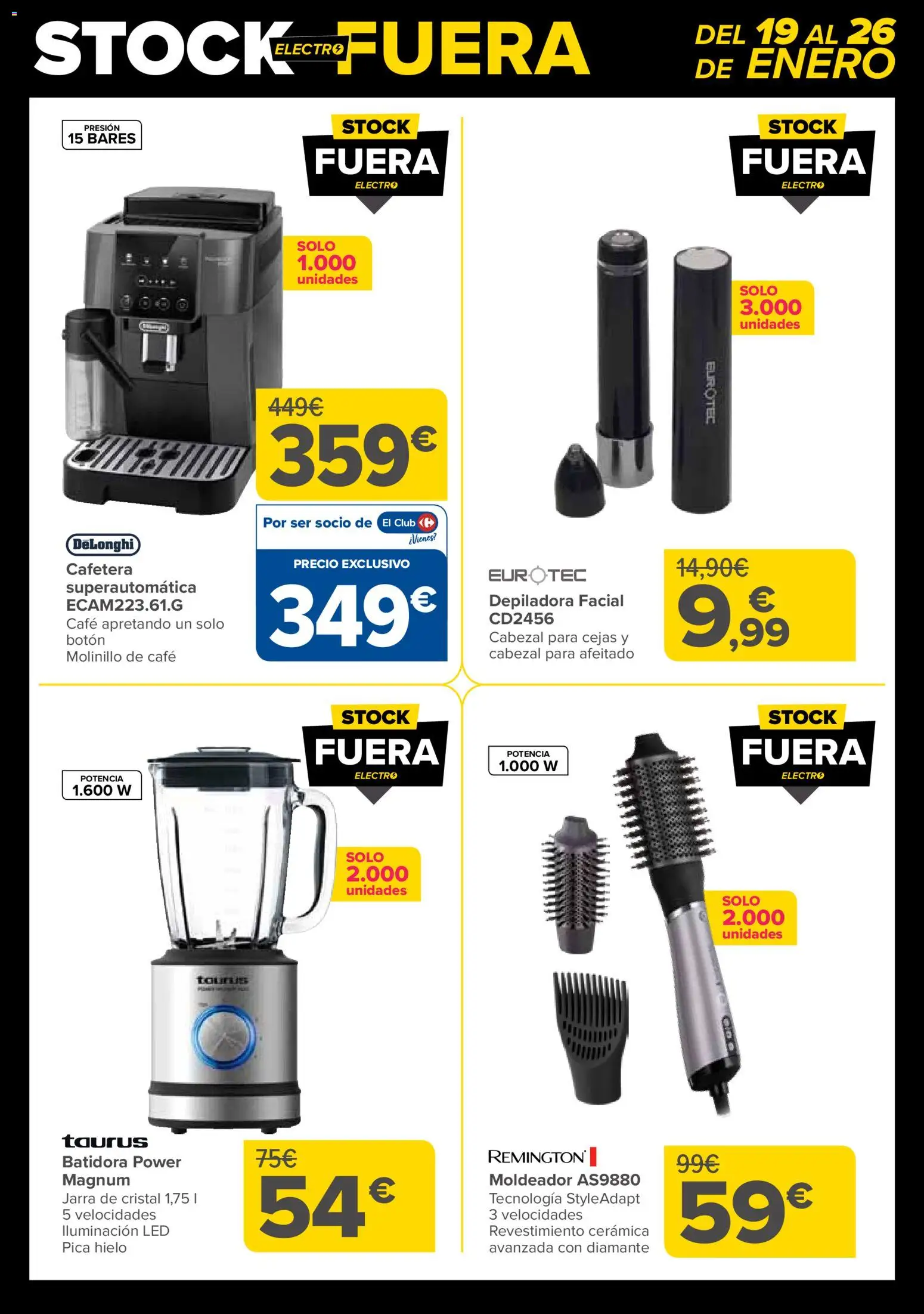 Carrefour folleto │ válido desde el 19.01.2026 | Página: 6 | Productos: Cafetera, Depiladora, Batidora, Galette de chaise