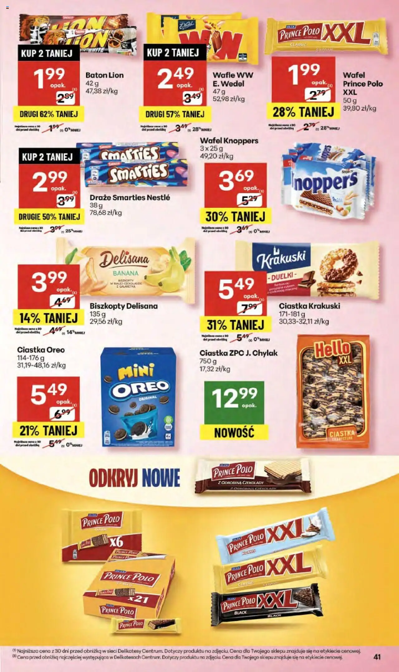 Delikatesy Centrum Gazetka - Sklepy Własne od 18.09.2025 | Strona: 41 | Produkty: Czekolady, Galaretka, Ciastka Oreo, Ciastka