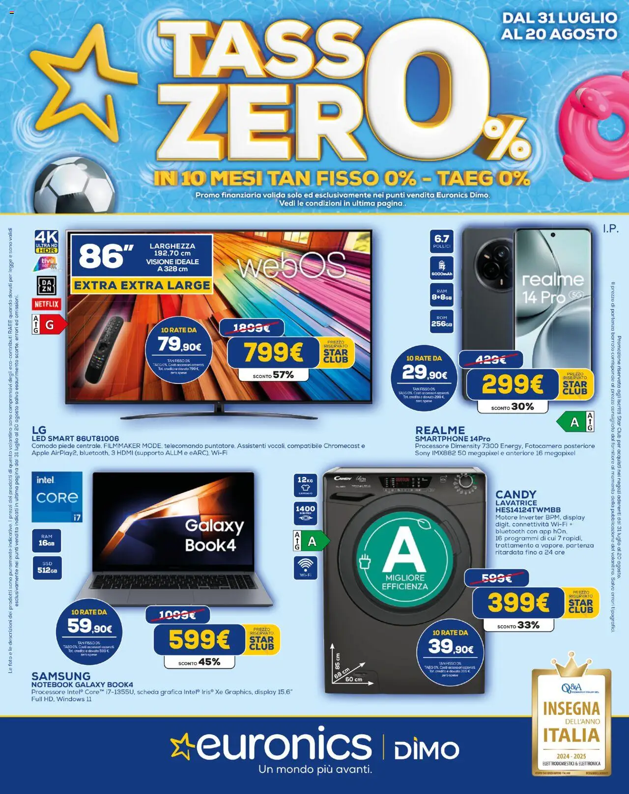 Volantino Euronics del 31.07.2025 | Pagina: 1 | Prodotti: Notebook, Telecomando, Fotocamera, Samsung