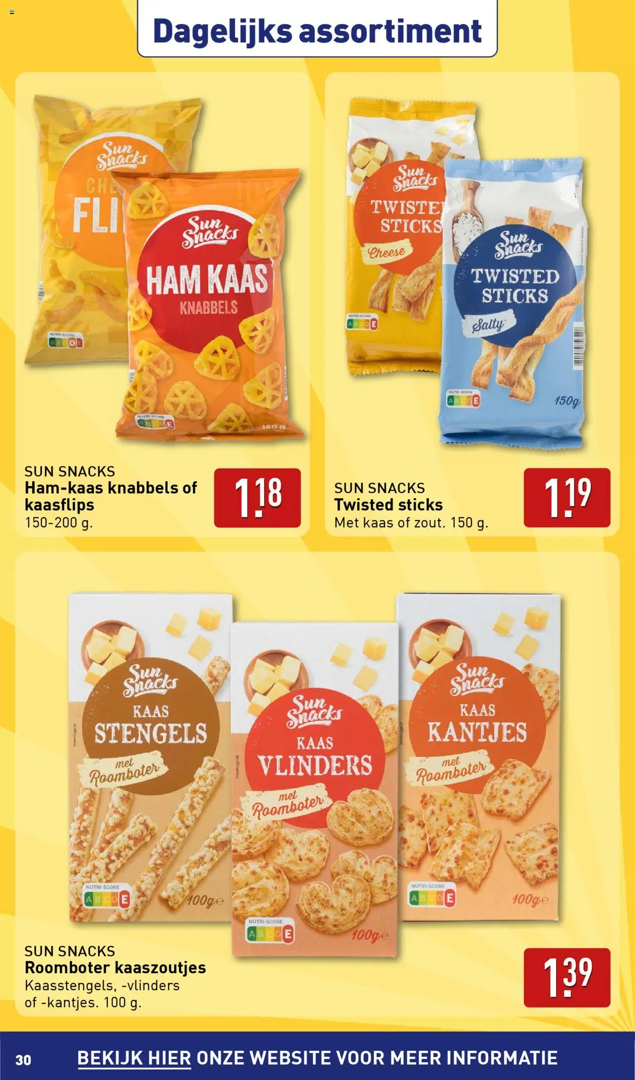  | Pagina: 30 | Producten: Snacks, Kaas, Ham, Roomboter