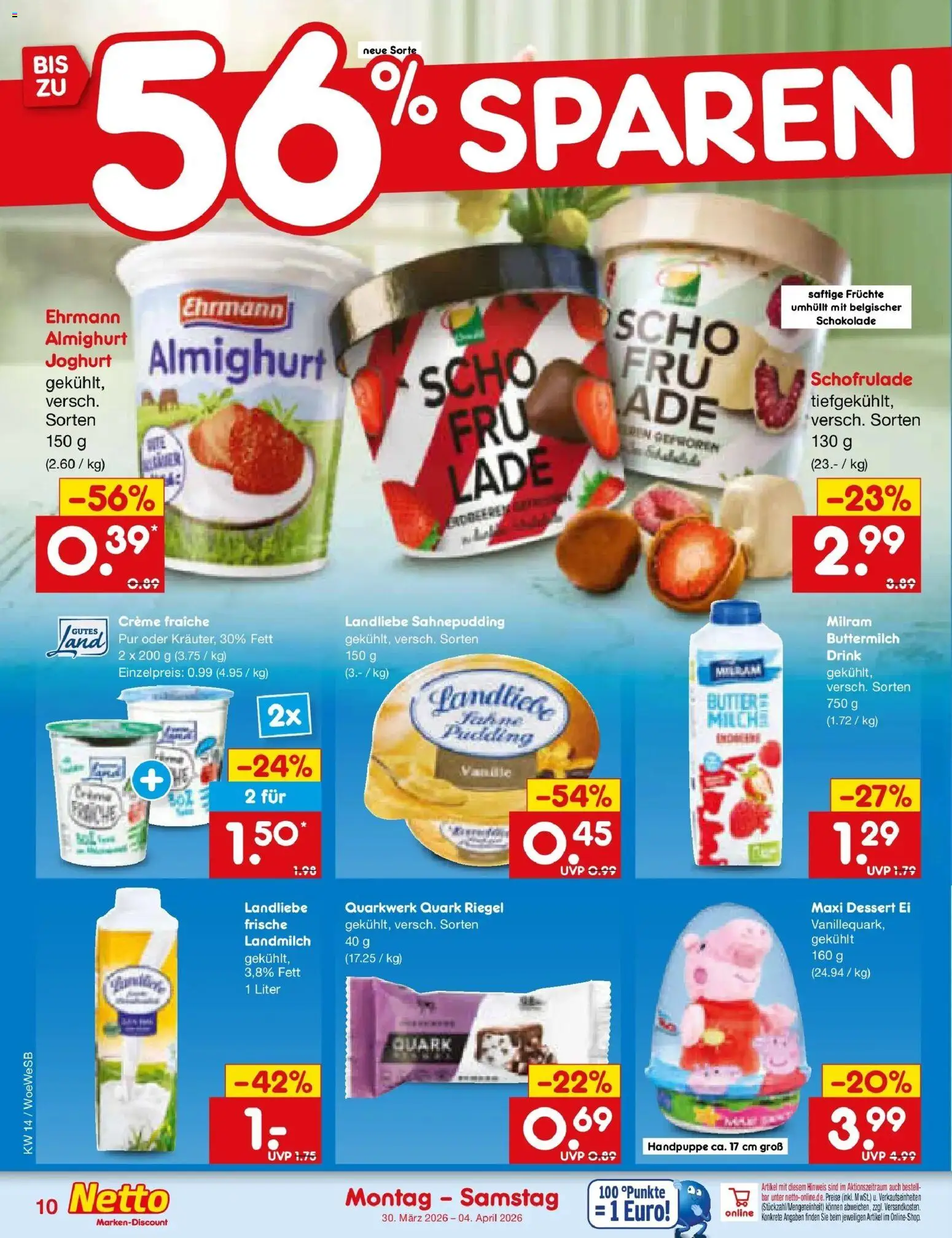 Netto Marken-Discount Prospekt Katzweiler	 – gültig ab 30.03.2026 | Seite: 10 | Produkte: Buttermilch, Joghurt, Schokolade, Milram