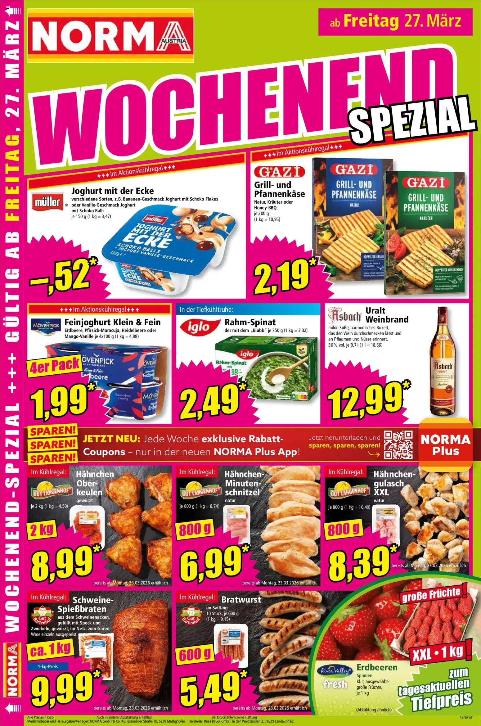 Norma Flugblatt gültig ab 23.03.2026 | Seite: 18 | Produkte: Erdbeeren, Nüsse, Grill, Wein