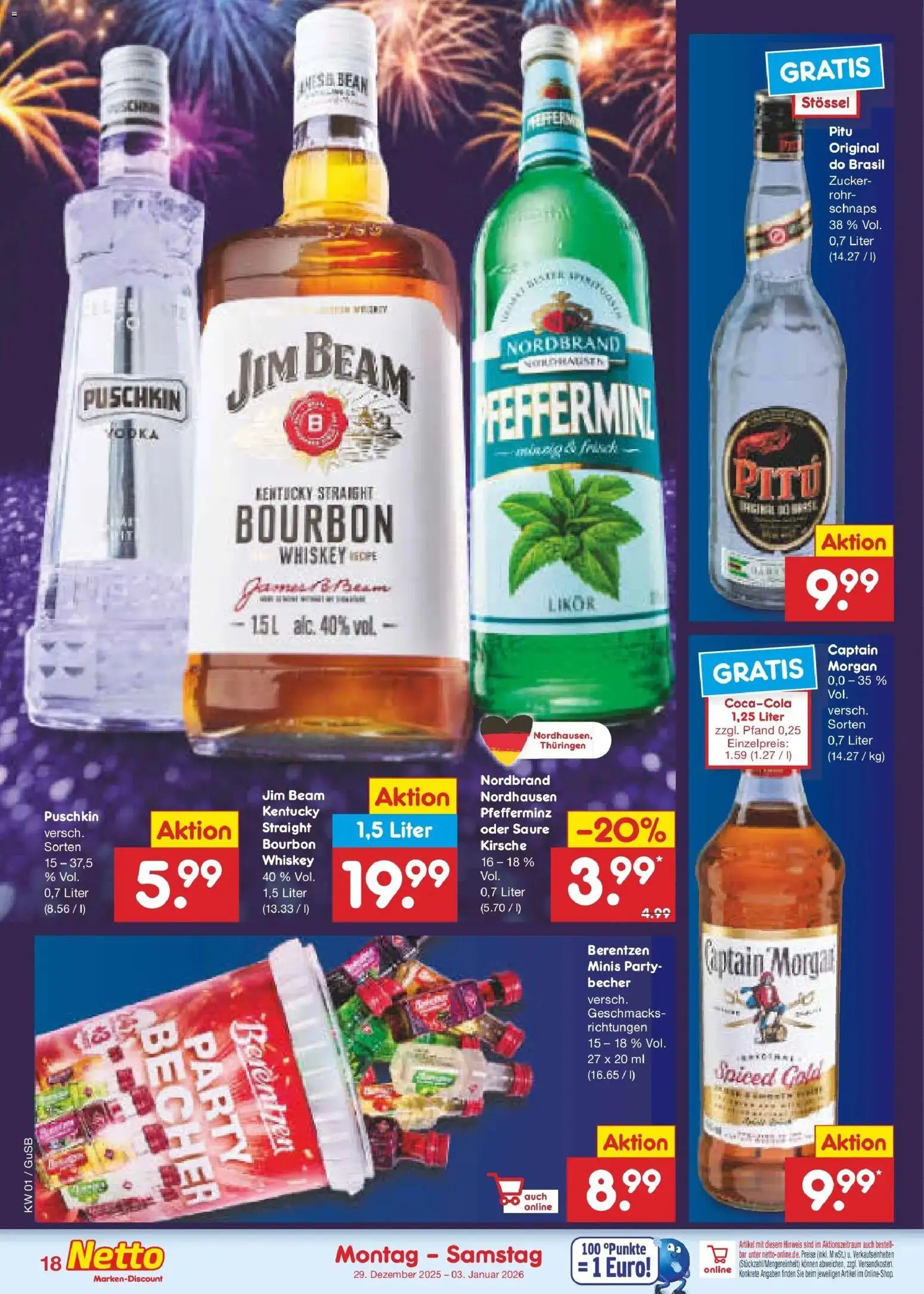 Netto Marken-Discount prospekt Machern	 – gültig ab 28.12.2025 | Seite: 18 | Produkte: Zucker, Captain morgan, Bourbon, Berentzen