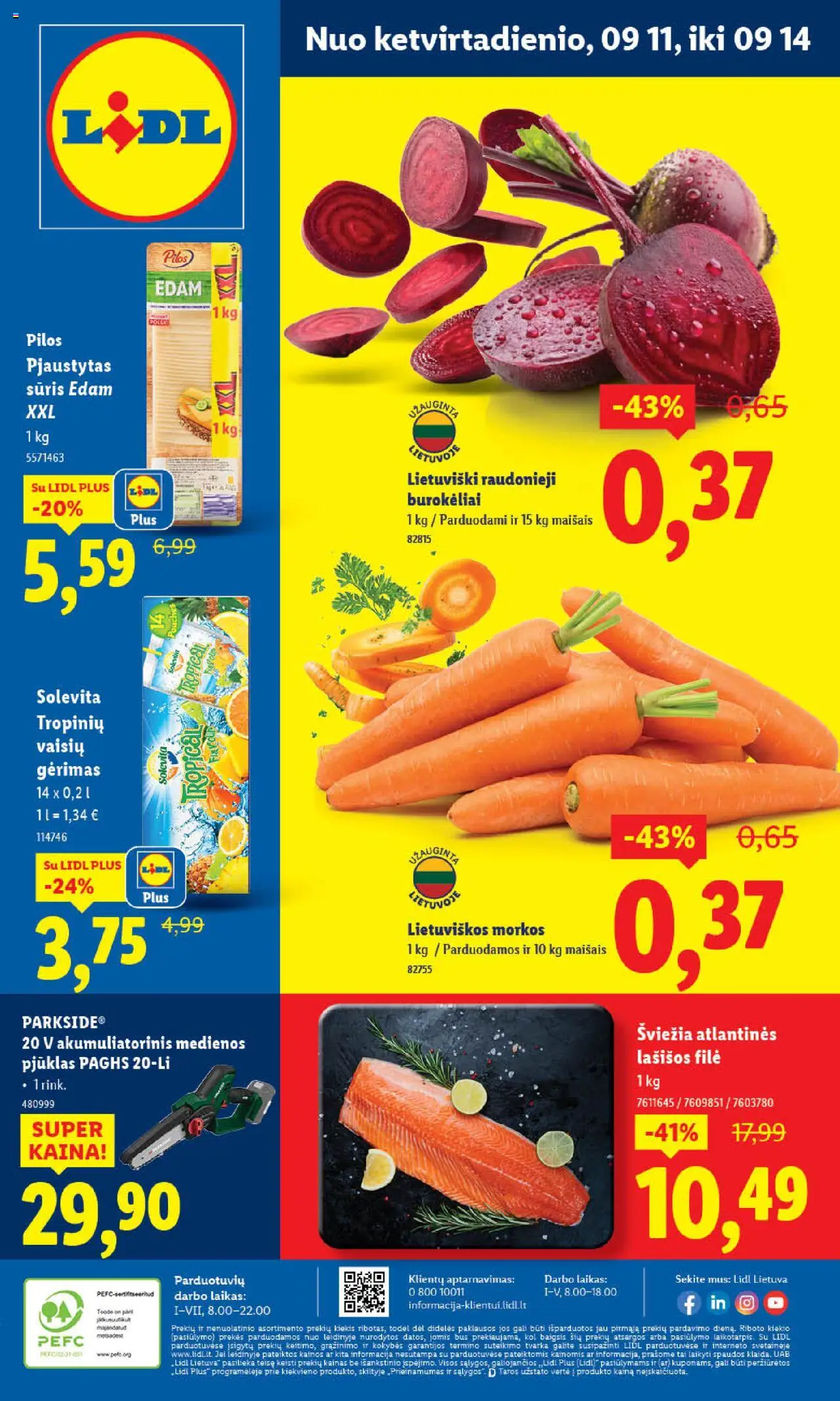 LIDL akcijos nuo 08.09.2025 | Puslapis: 43 | Prekių: Sūris, Lašišos, Morkos