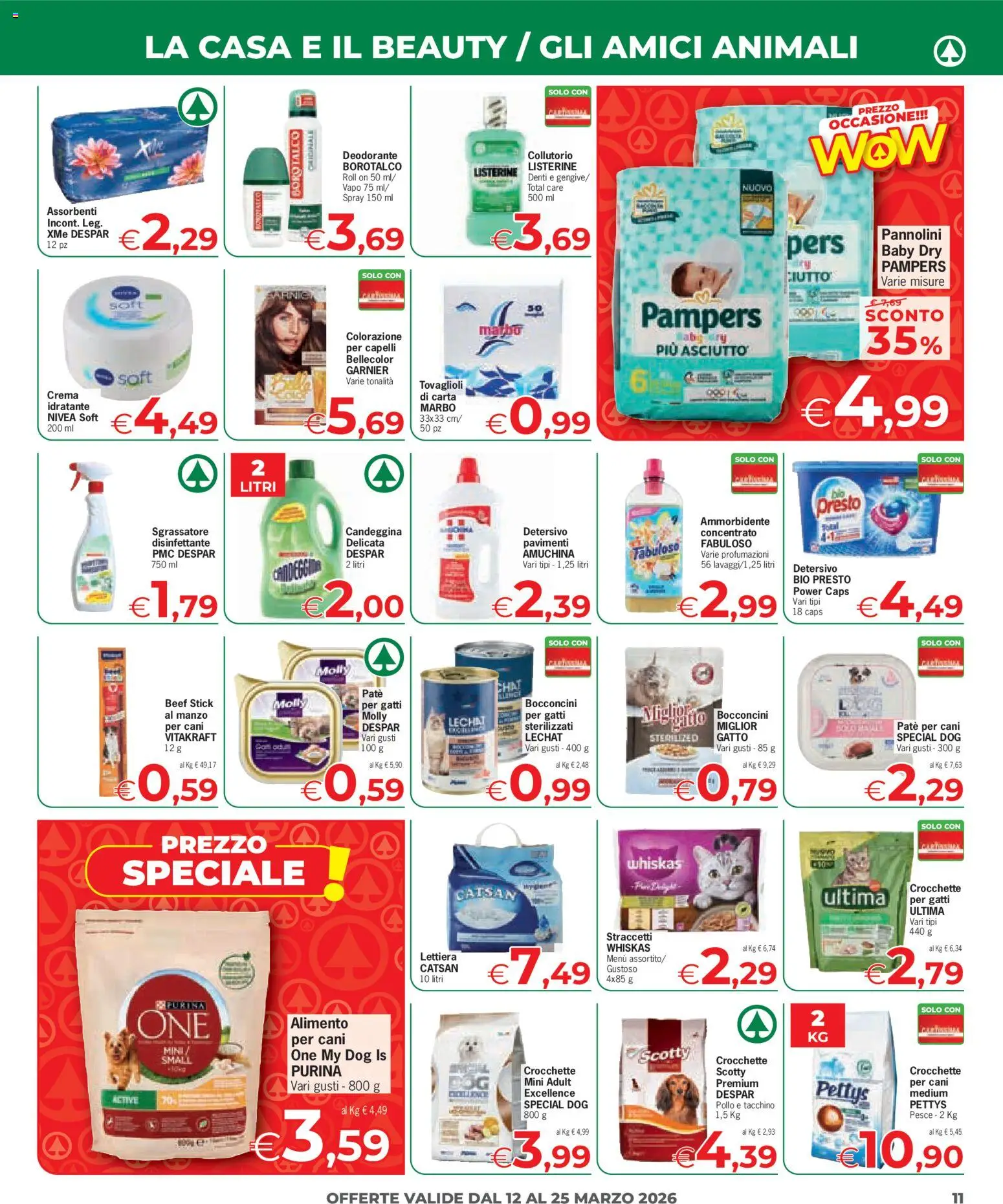 Volantino Despar del 12.03.2026 | Pagina: 11 | Prodotti: Pannolini, Collutorio, Pesce, Pampers
