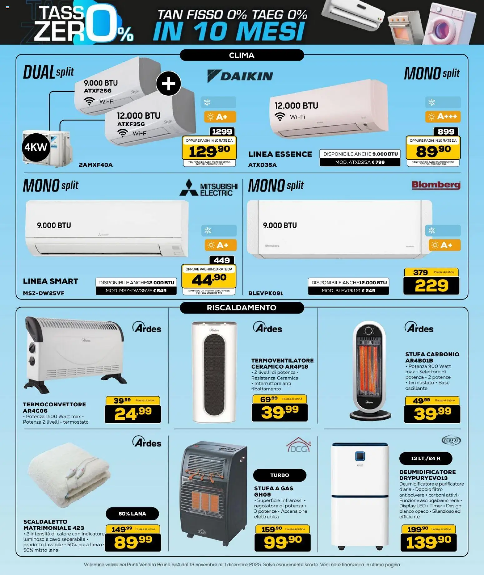 Volantino BRUNO del 13.11.2025 | Pagina: 25 | Prodotti: Deumidificatore, Stufa, Cavo, Stufa a gas