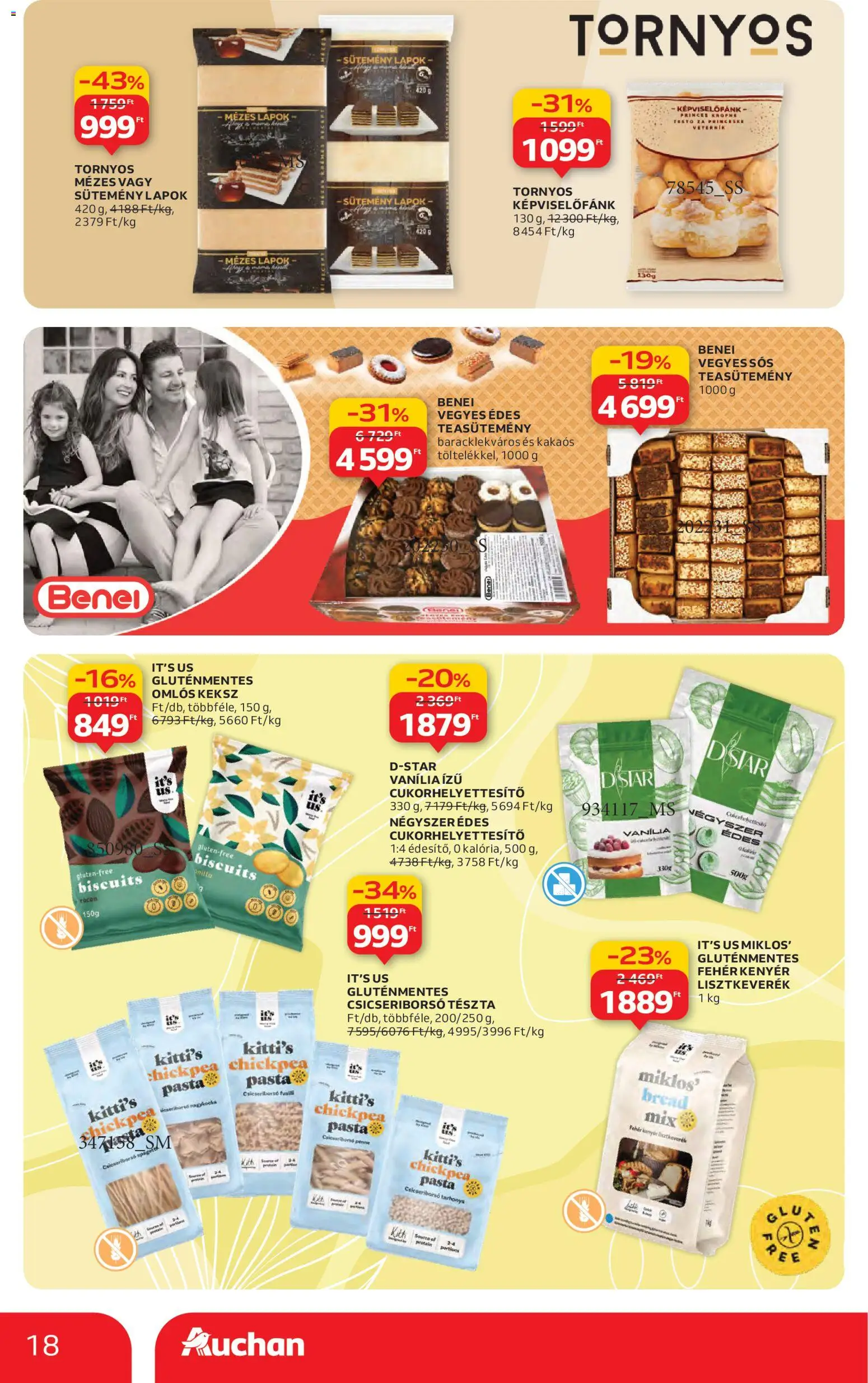 Auchan akciós ujság - amely érvényes a következő dátumtól: 13.11.2025 | Oldal: 18 | Termékek: Csicseriborsó, Penne, Tészta, Keksz