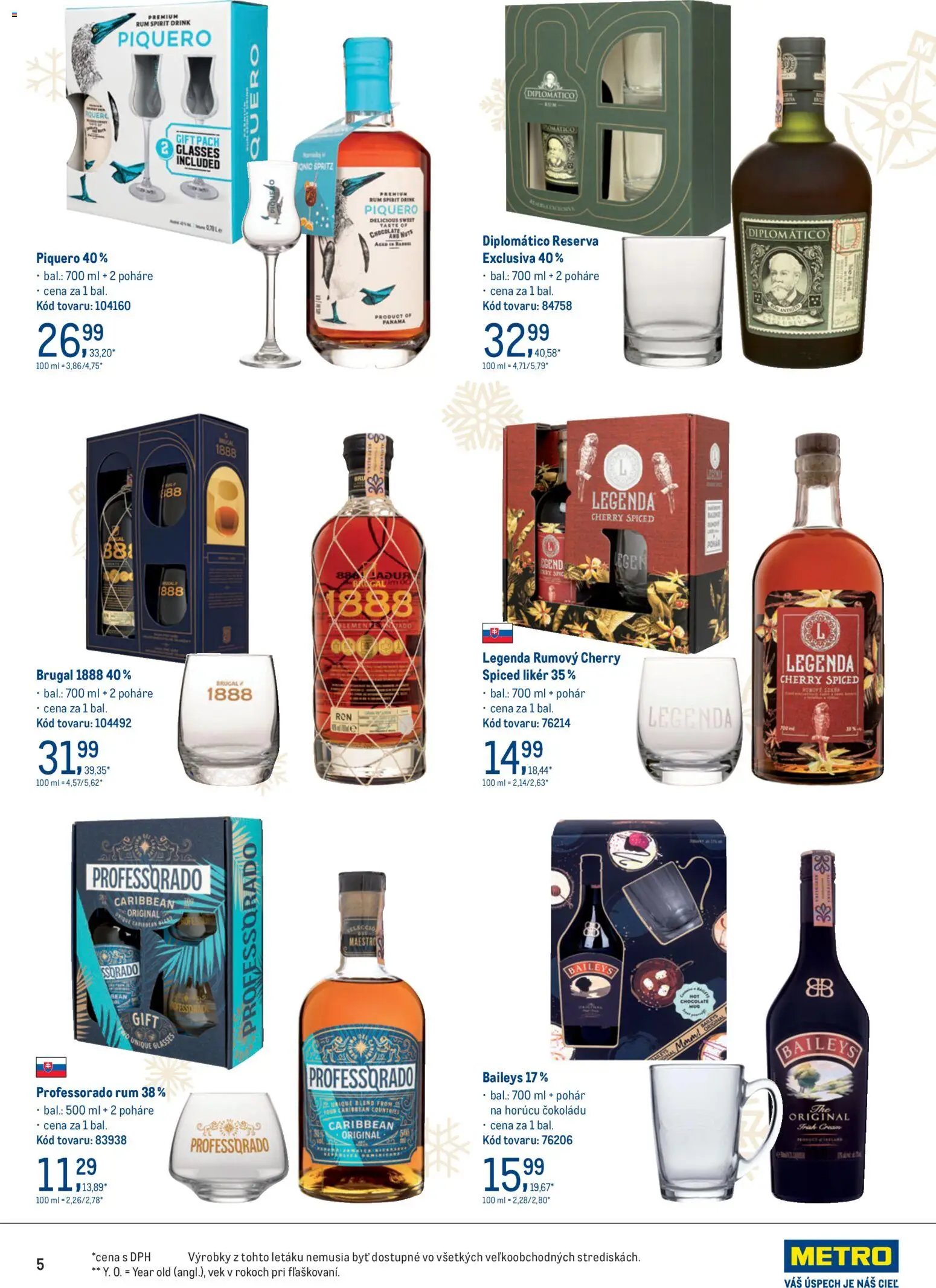 Nové Metro akcie – leták je platný od 19.11.2025 | Strana: 5 | Produkty: Diplomatico, Rum, Baileys